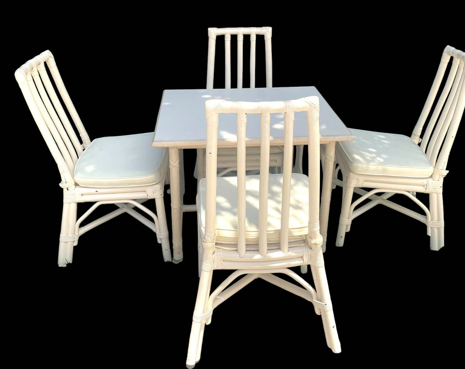 5 Pieces Set Of Vintage McGuire Beige Rattan Dining set Cane Seat