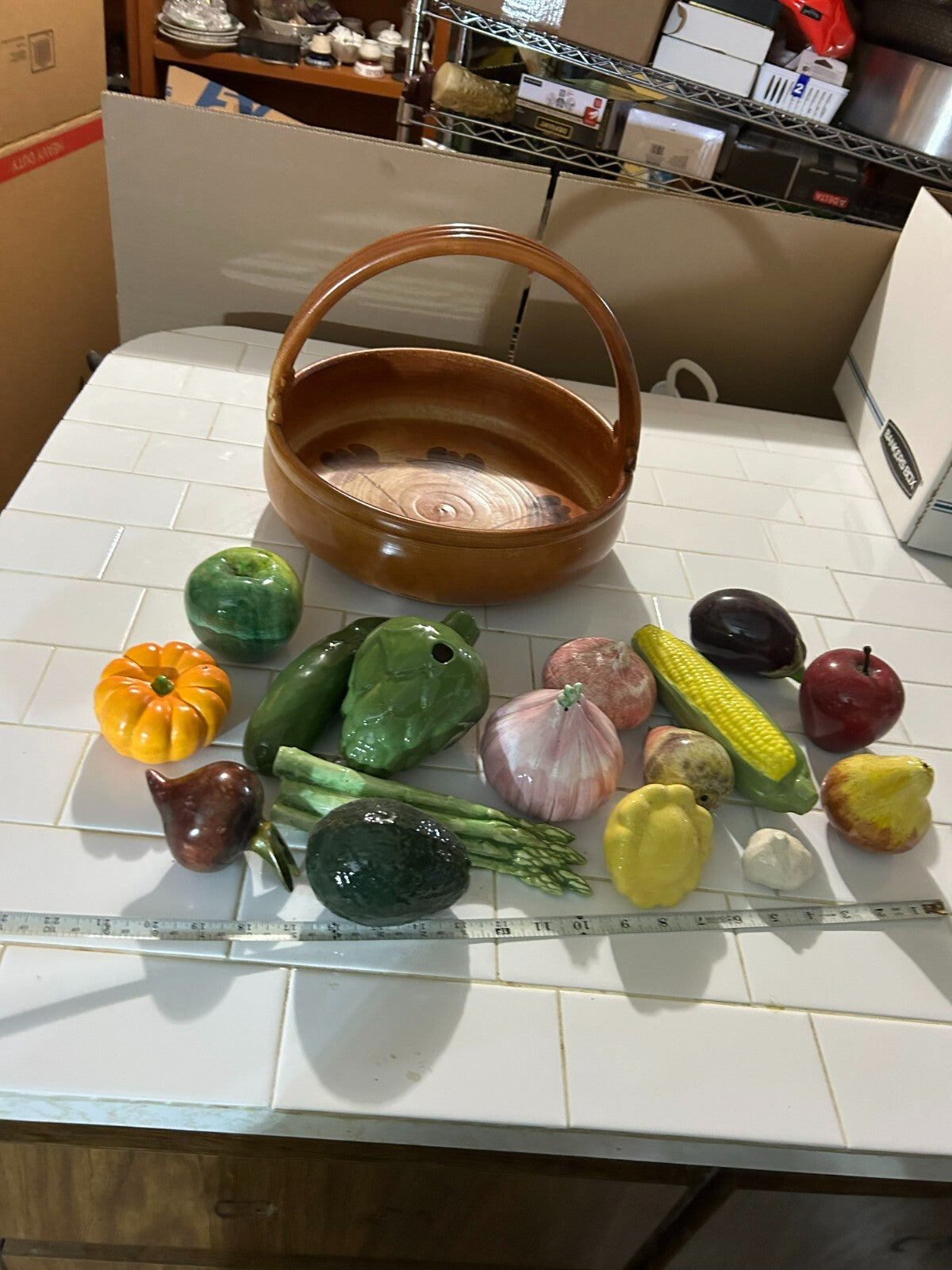 Vintage Hand Made Mamma Ro Fruits And Vegetables Terracotta Basket