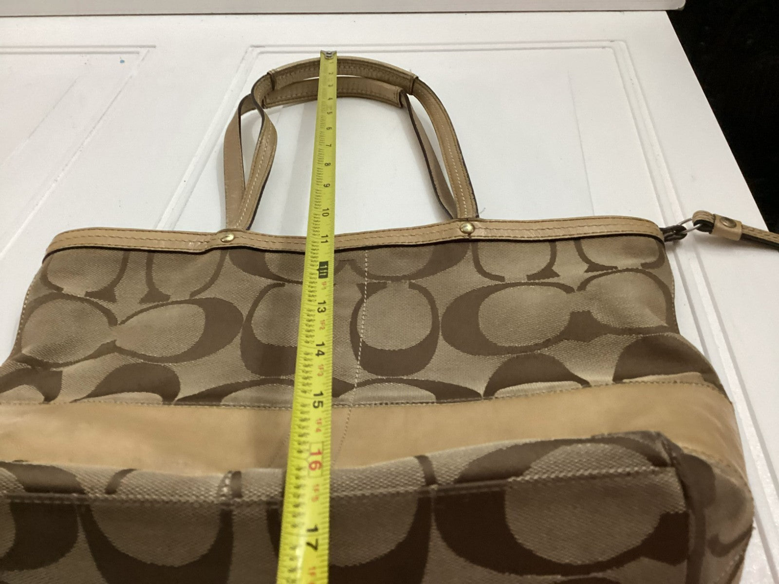 Coach Signature Double Handle Canvas Leather Women's Tote Bag