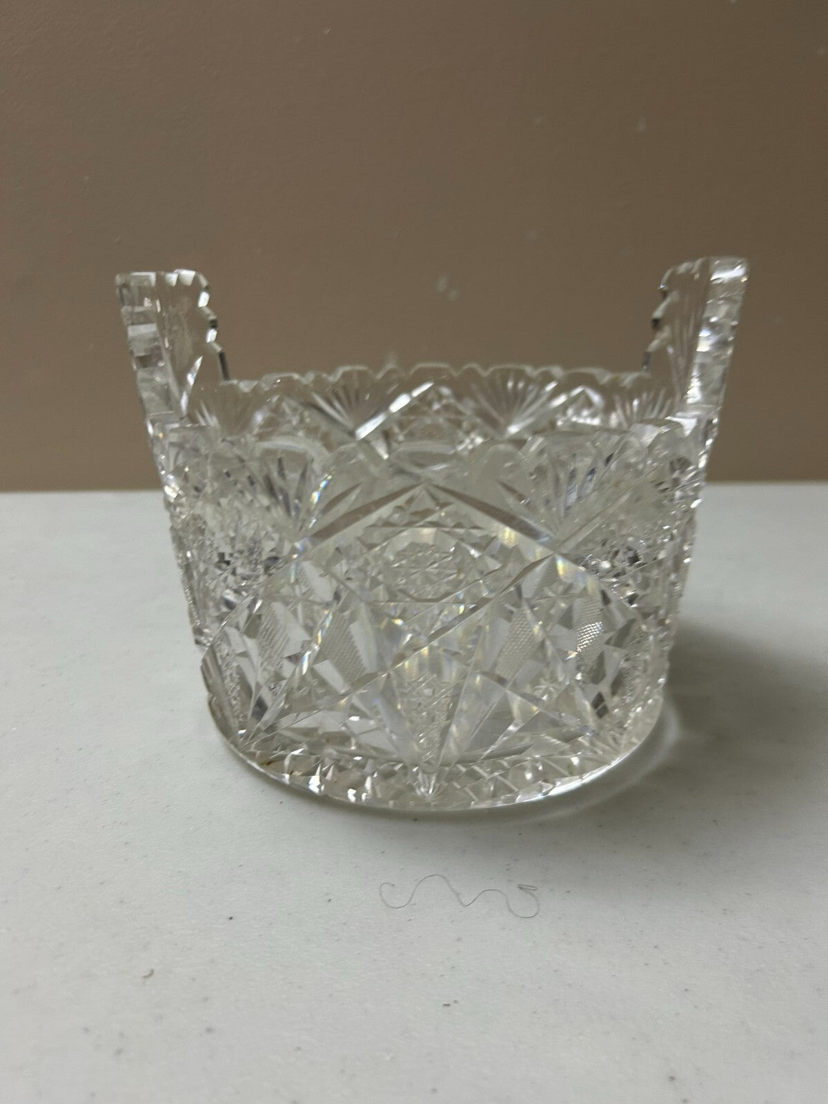 American Brilliant Crystal Cut Glass Saw Tooth Edge Ice Bucket