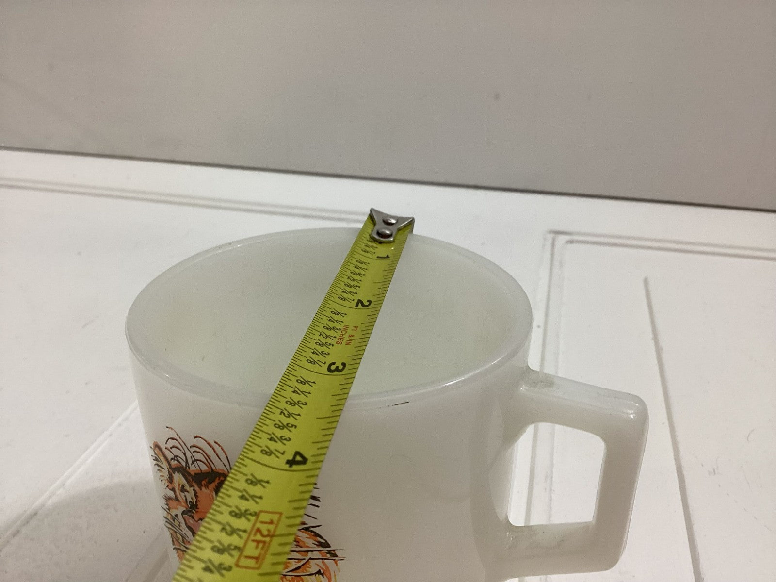 Vintage White Printed Fire King Esso Exxon Tiger Mug