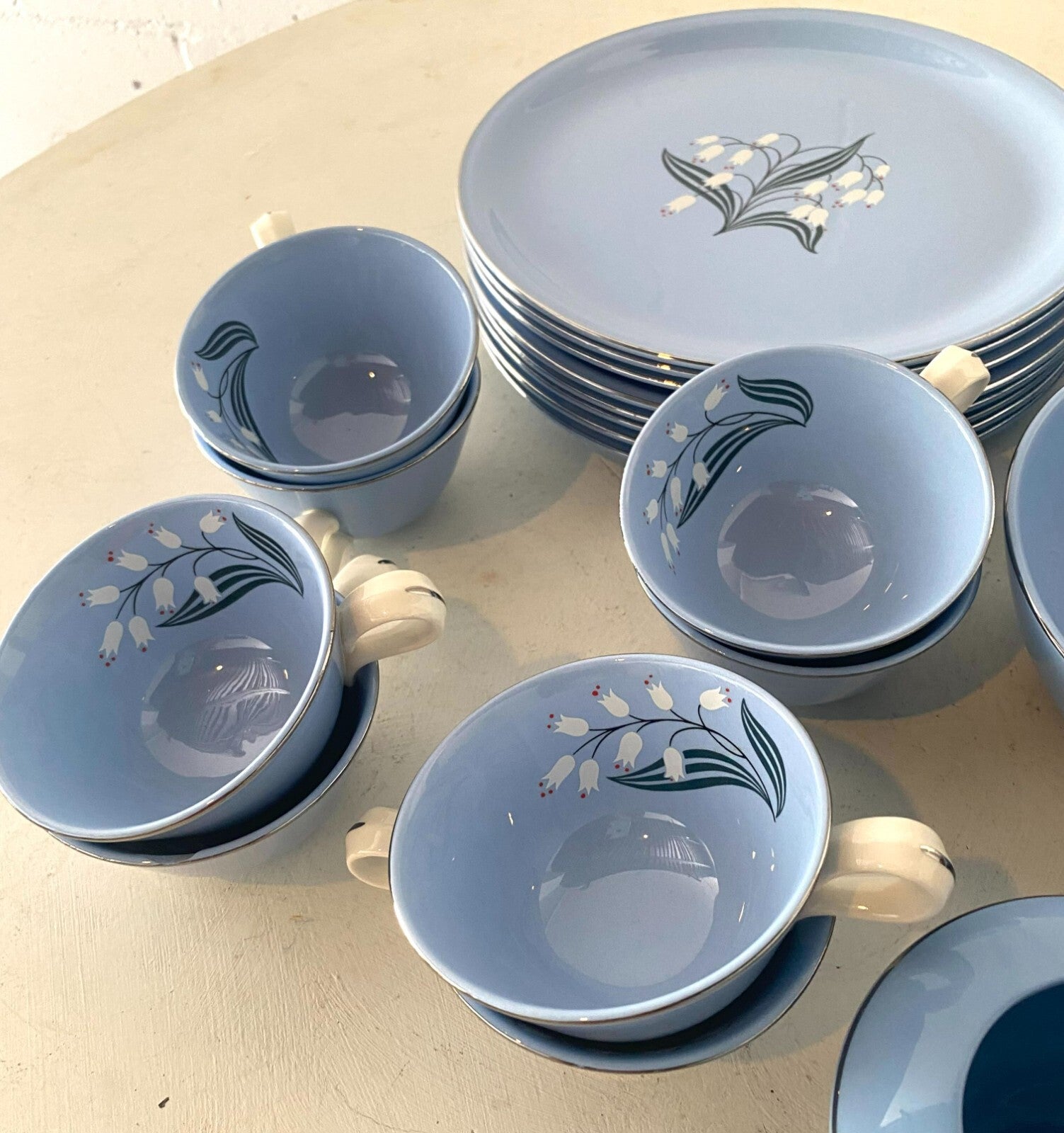 Skytone Pattern By Homer Laughlin Blue Floral China Set 51 Pcs For 8