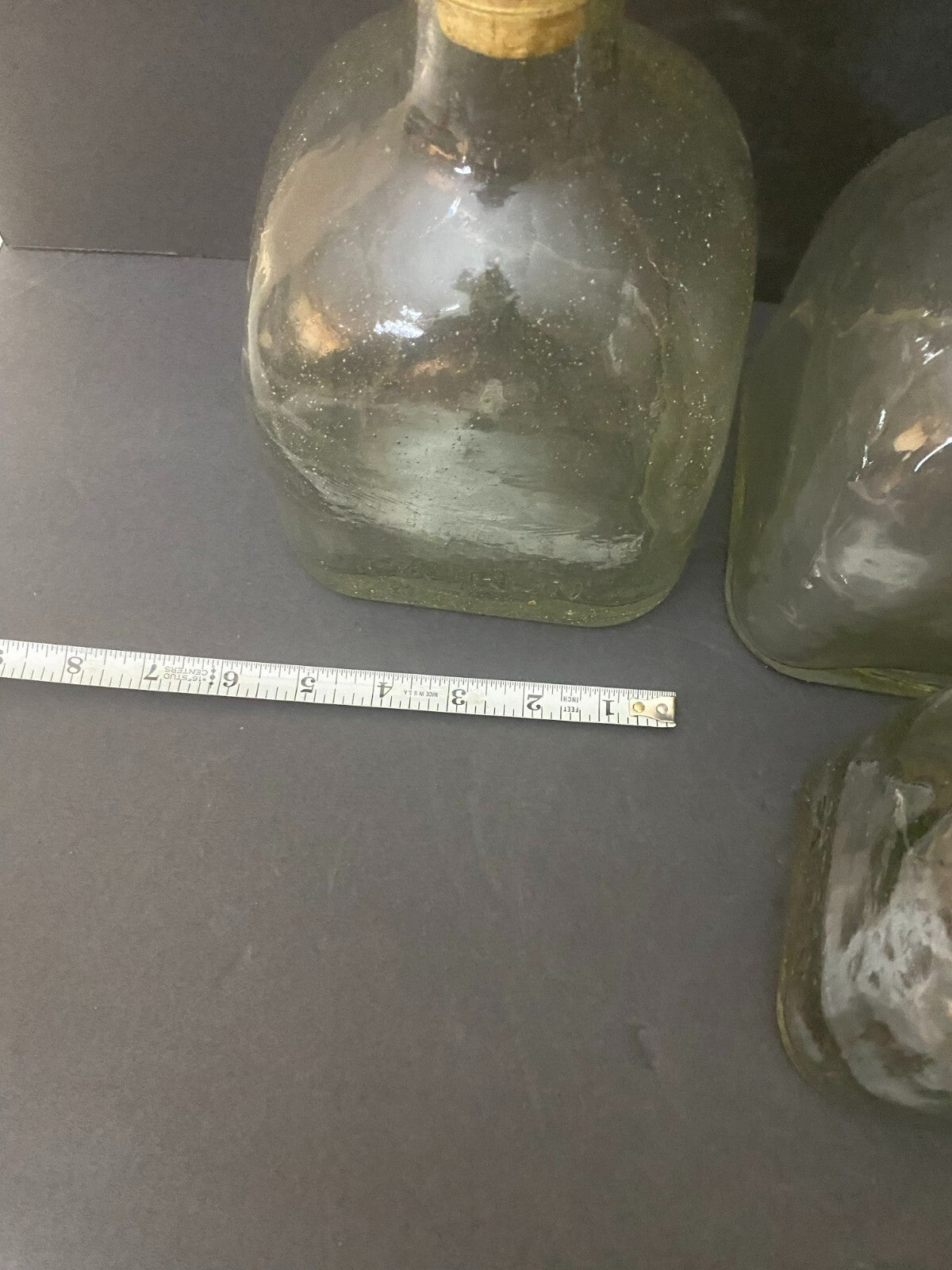 Lot Of 4 Clear Glass Patron Display Tequila Decanters With Cork Lid