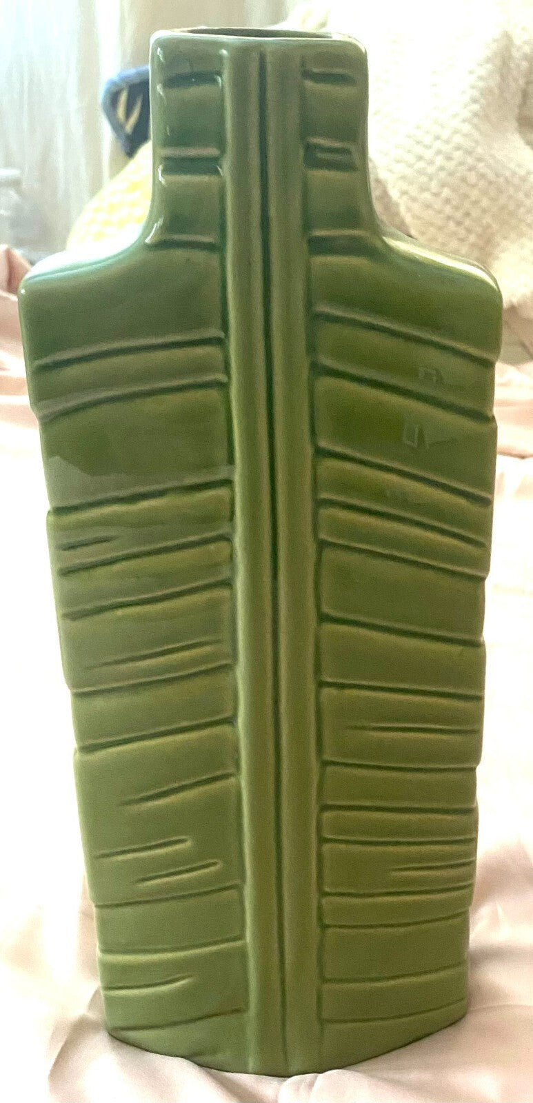 Vintage Green Collectible Display 14 Inches Tall Bottle Vase