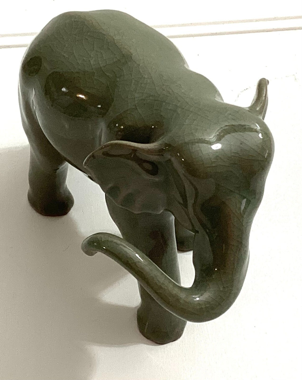 Lot Of 2 Hilda Flack Green Celadon Elephant Figurines