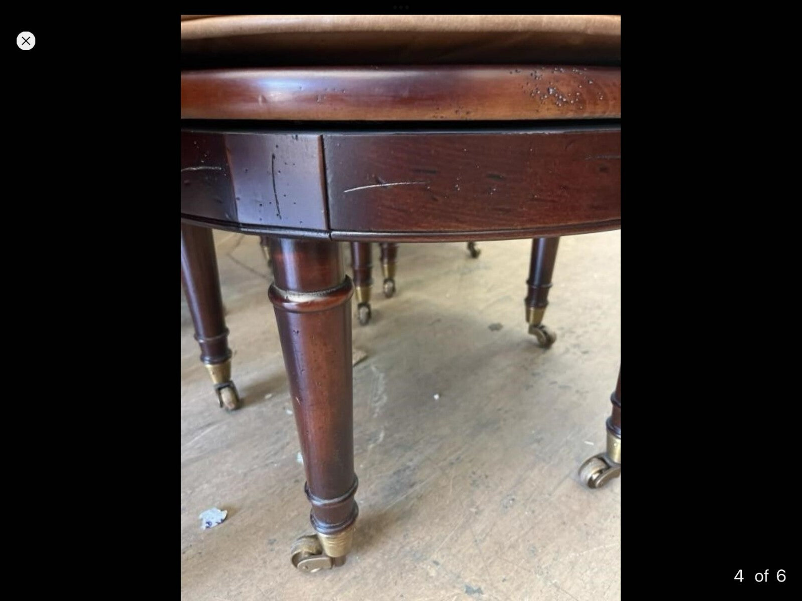 Lot Of 5 Drexel Heritage Cane Back Brown Leather Swivel Wheeled Legs