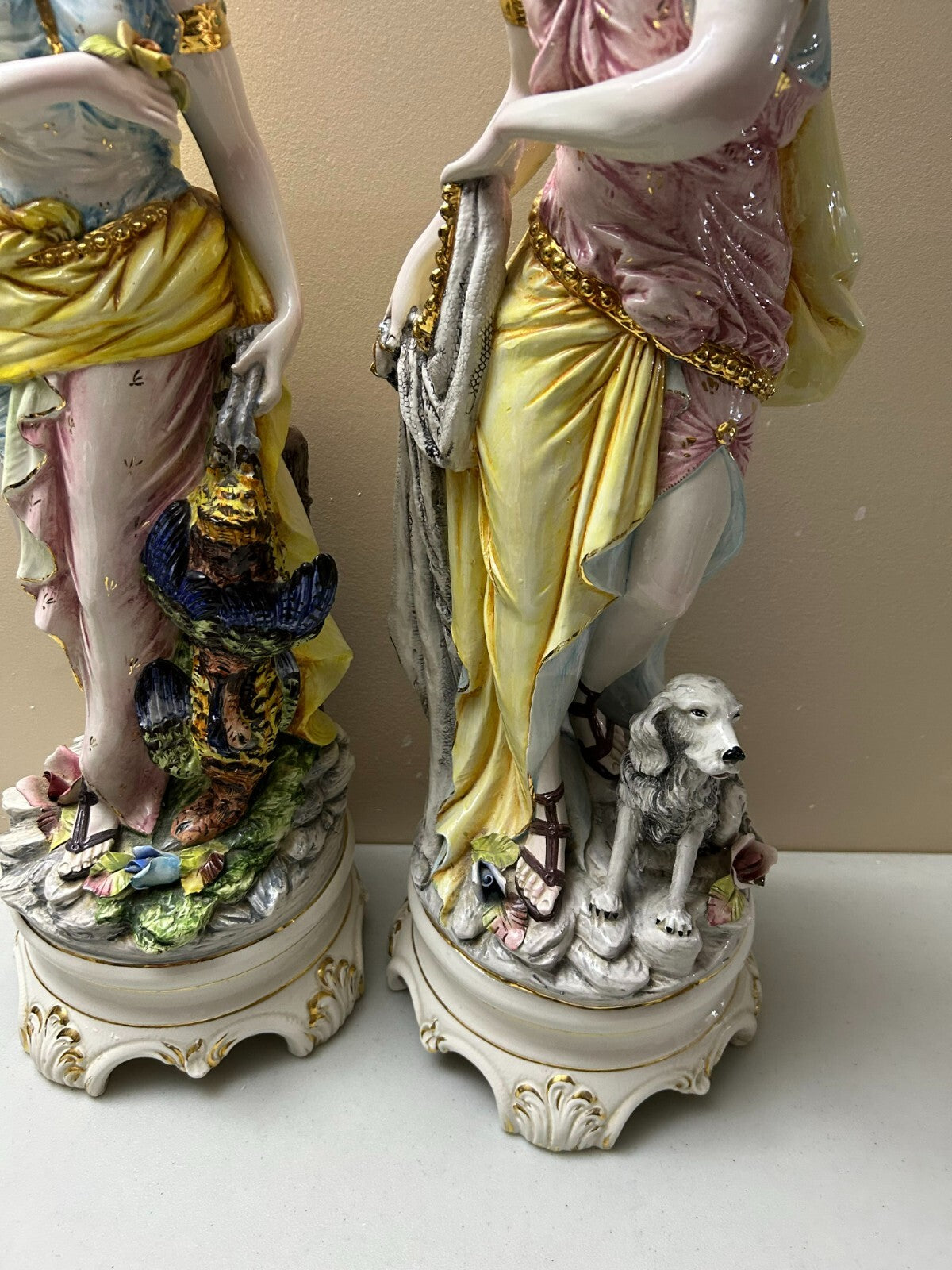 Set Of 2 Tall Italian Glazed Figurines By Domenico Poloniato