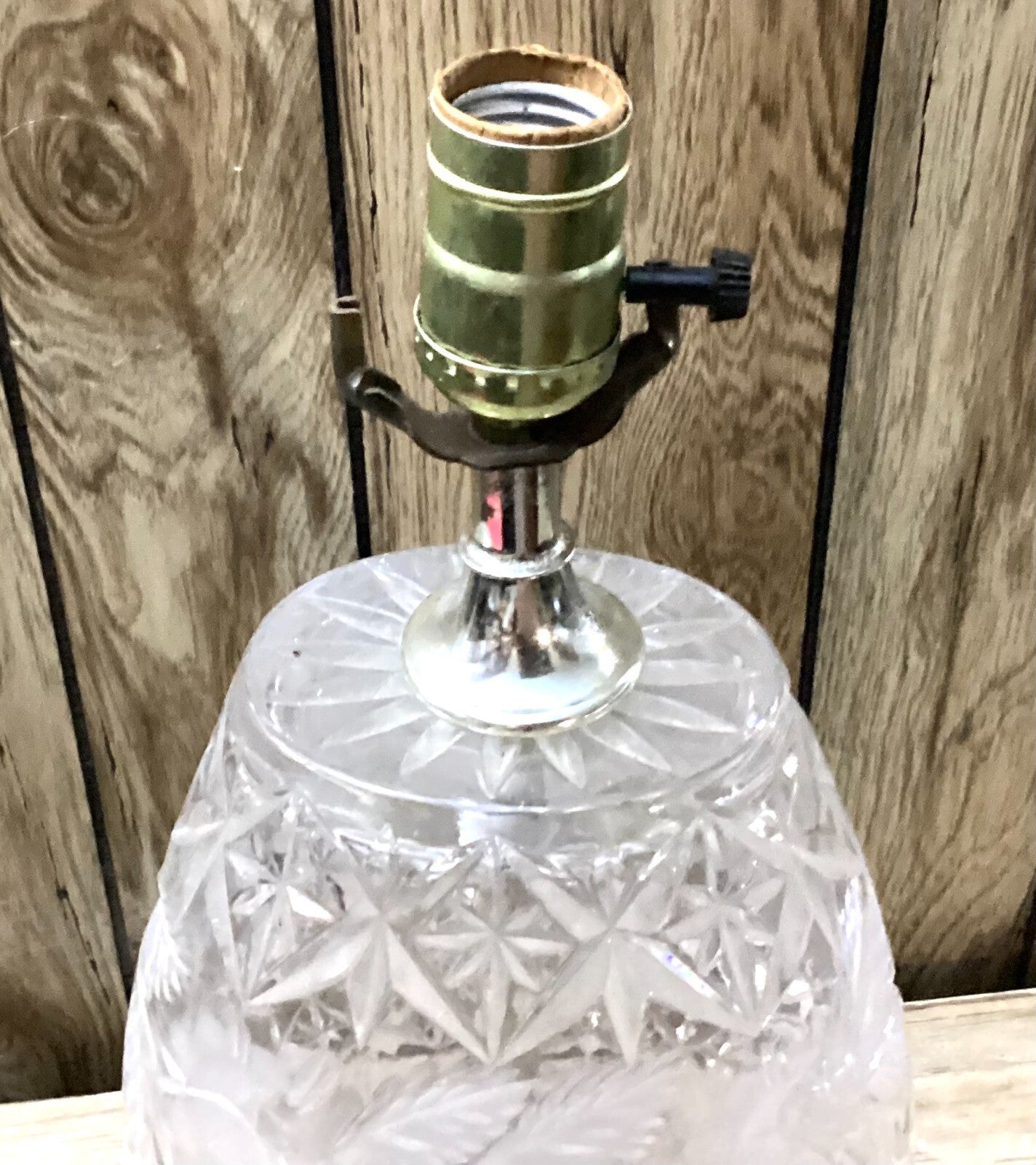 Mid Century White Pressed Glass Electric Operated Table Lamp