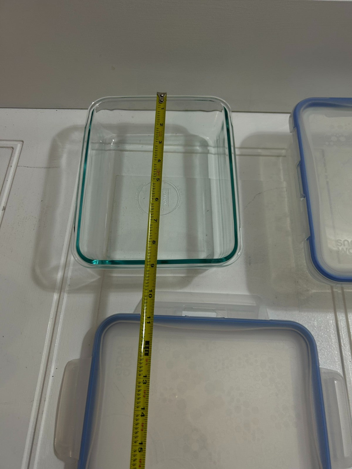 3 Pcs- 2 Pyrex Snapware Food Storage And 1 Pyrex Blue Glass Container
