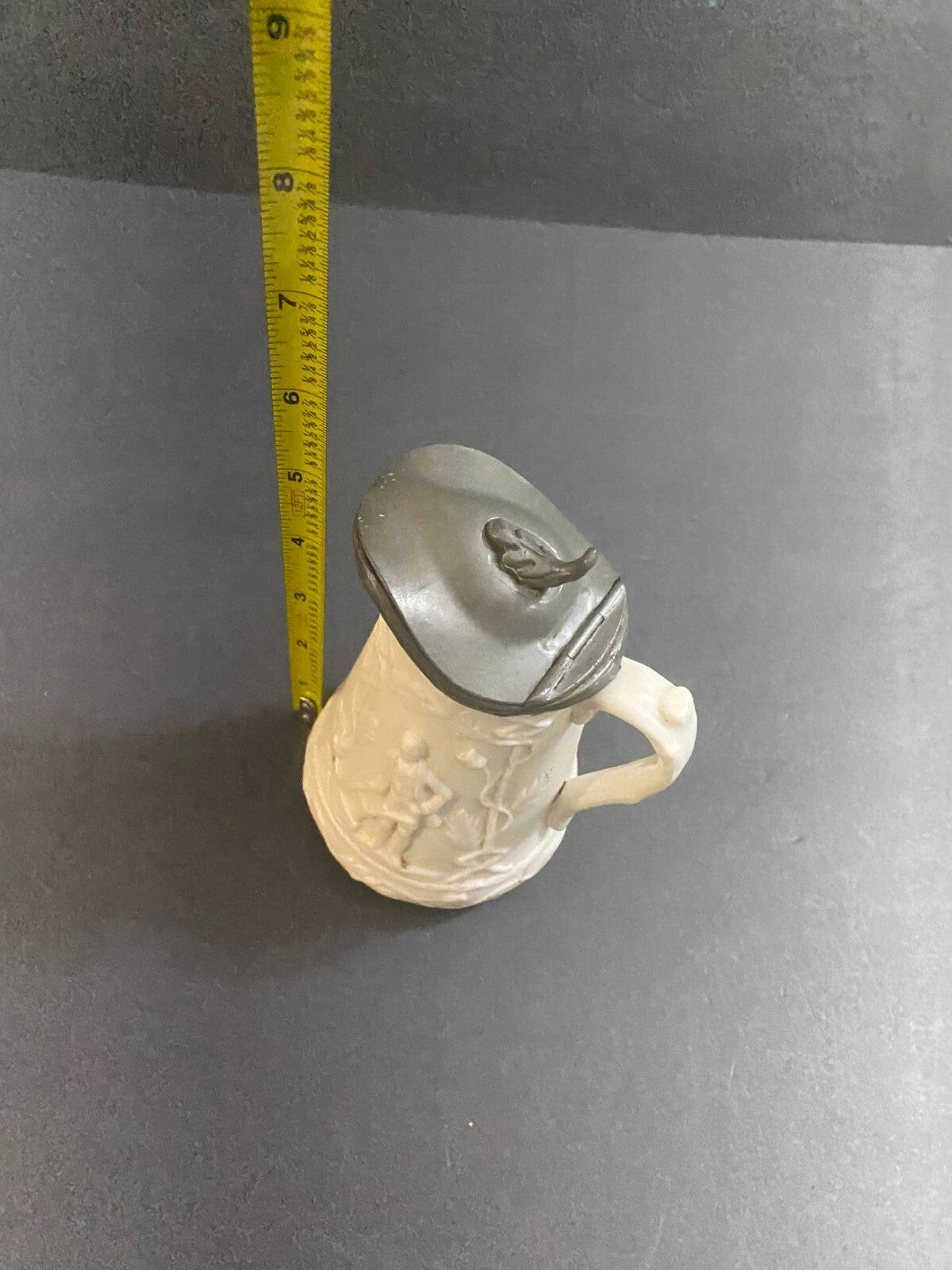 Rare Antique 1850 Parian Porcelain Small Cain & Abel Abolitionist Stoneware Jug