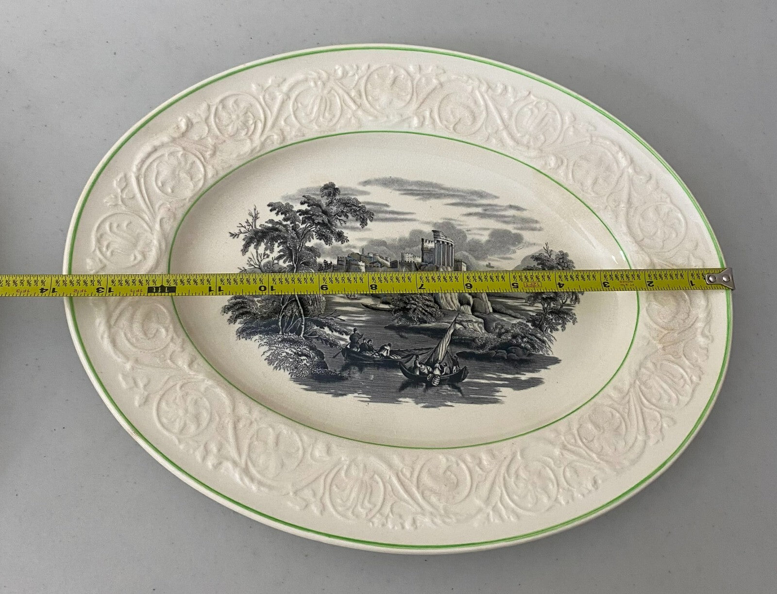 Lot Of 2 Wedgwood Black And White Patrician Oval Large Serving Platter