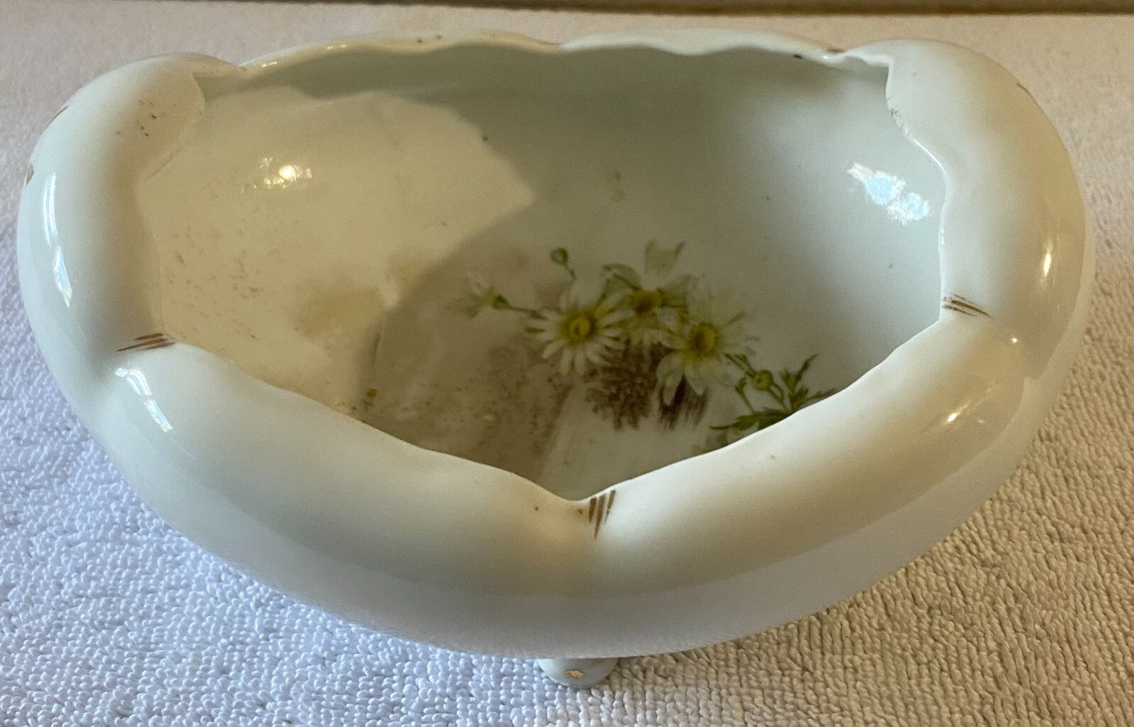Antique Bavaria White FLoral Royal Austrian Four footed bowl
