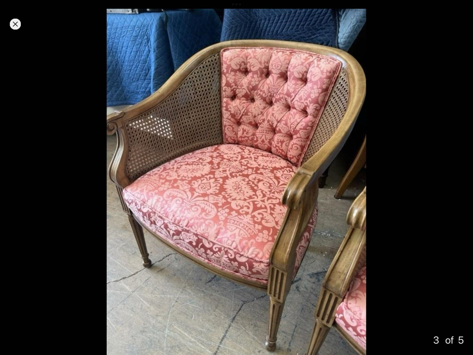 Set Of 2 Cane Upholstered French Chairs