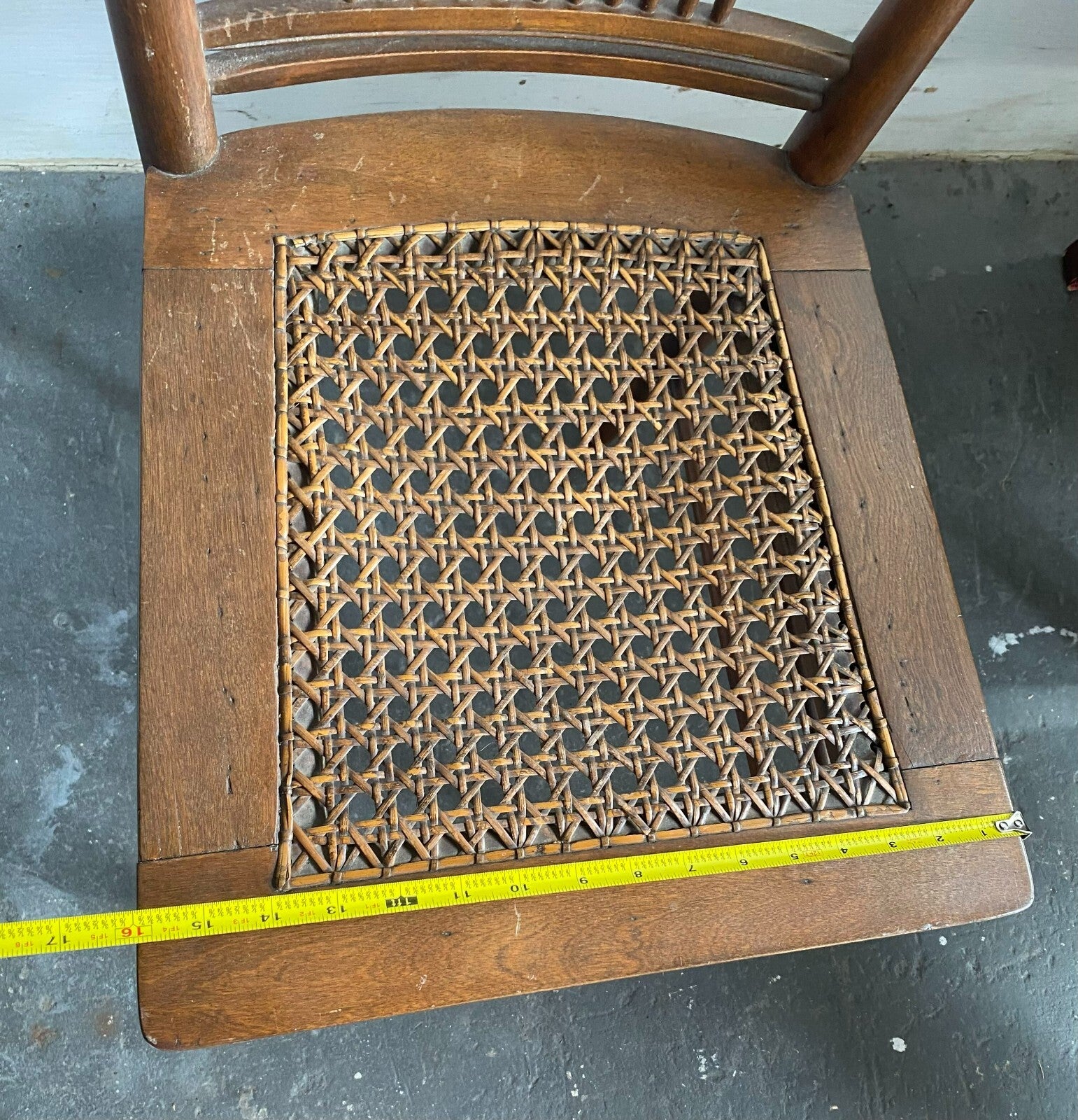 Early 1900’s Antique Light Brown Wooden Chair Cane Seat