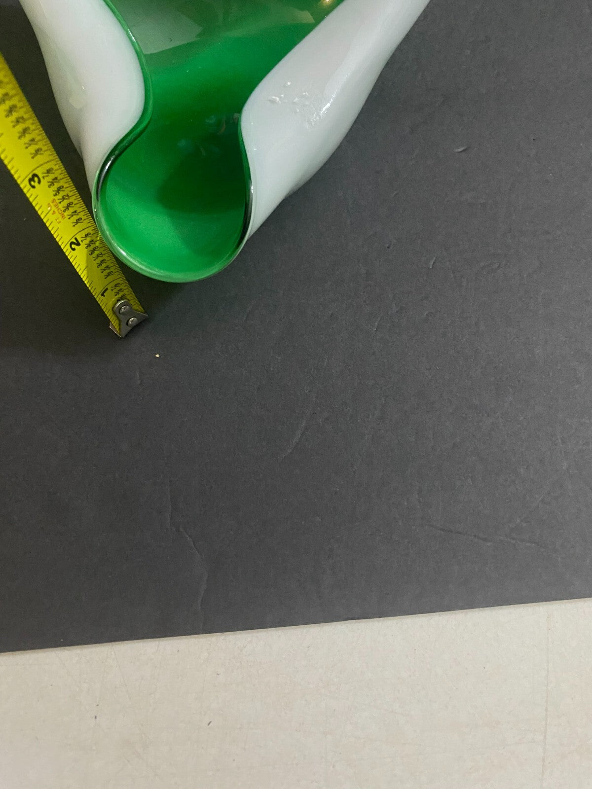 Vintage Green & White Trifold Art Glass Small Vase