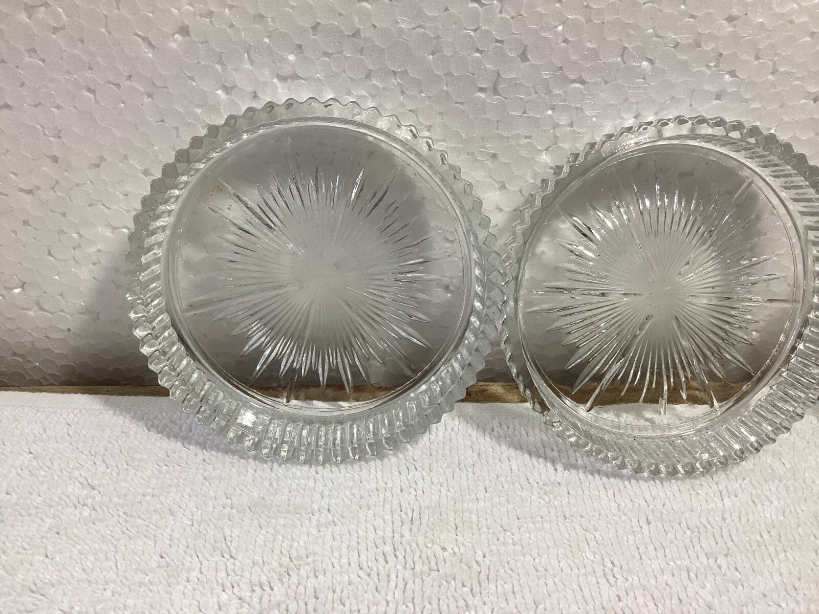 Set Of 3 Pressed Glass Round Decorative Coasters 3”