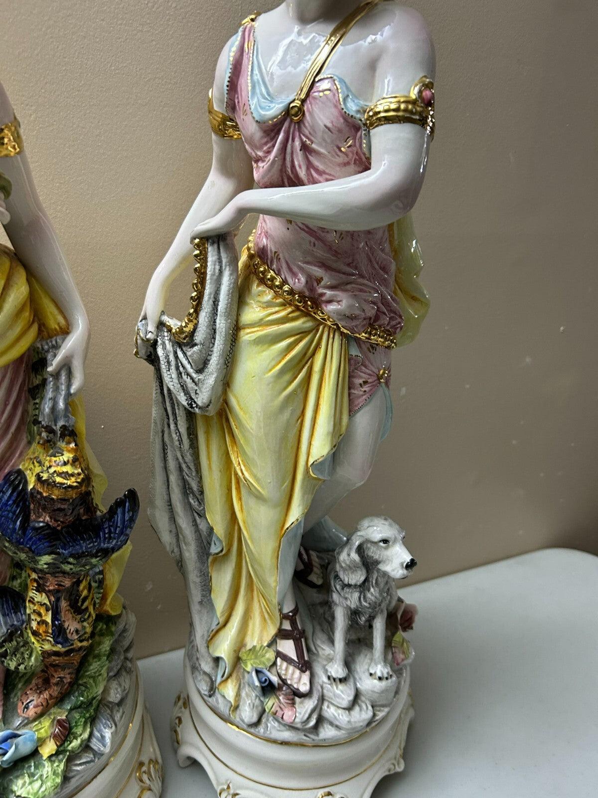 Set Of 2 Tall Italian Glazed Figurines By Domenico Poloniato