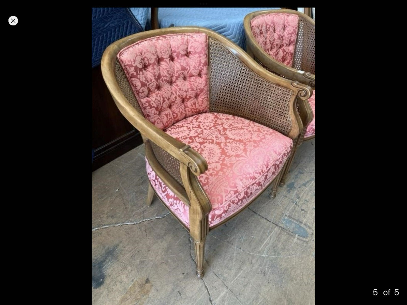 Set Of 2 Cane Upholstered French Chairs