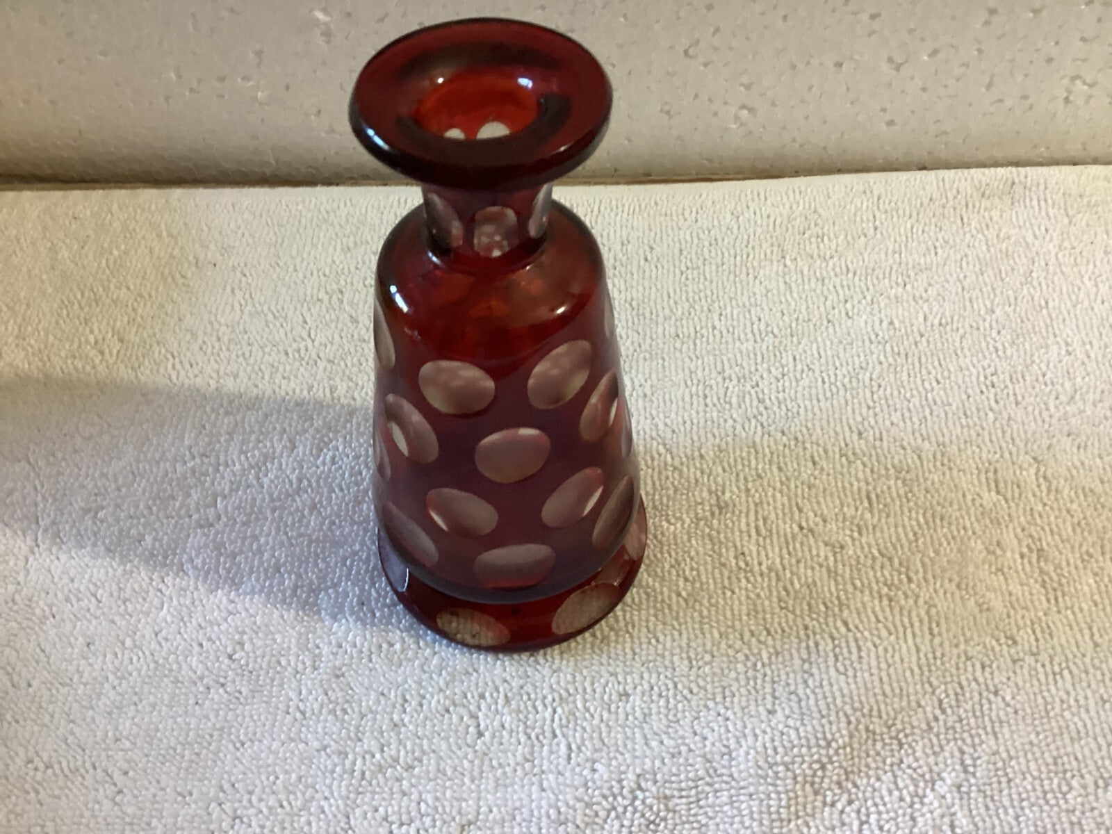 Small Mid Century Sandwich Glass Cranberry Perfume Bottle