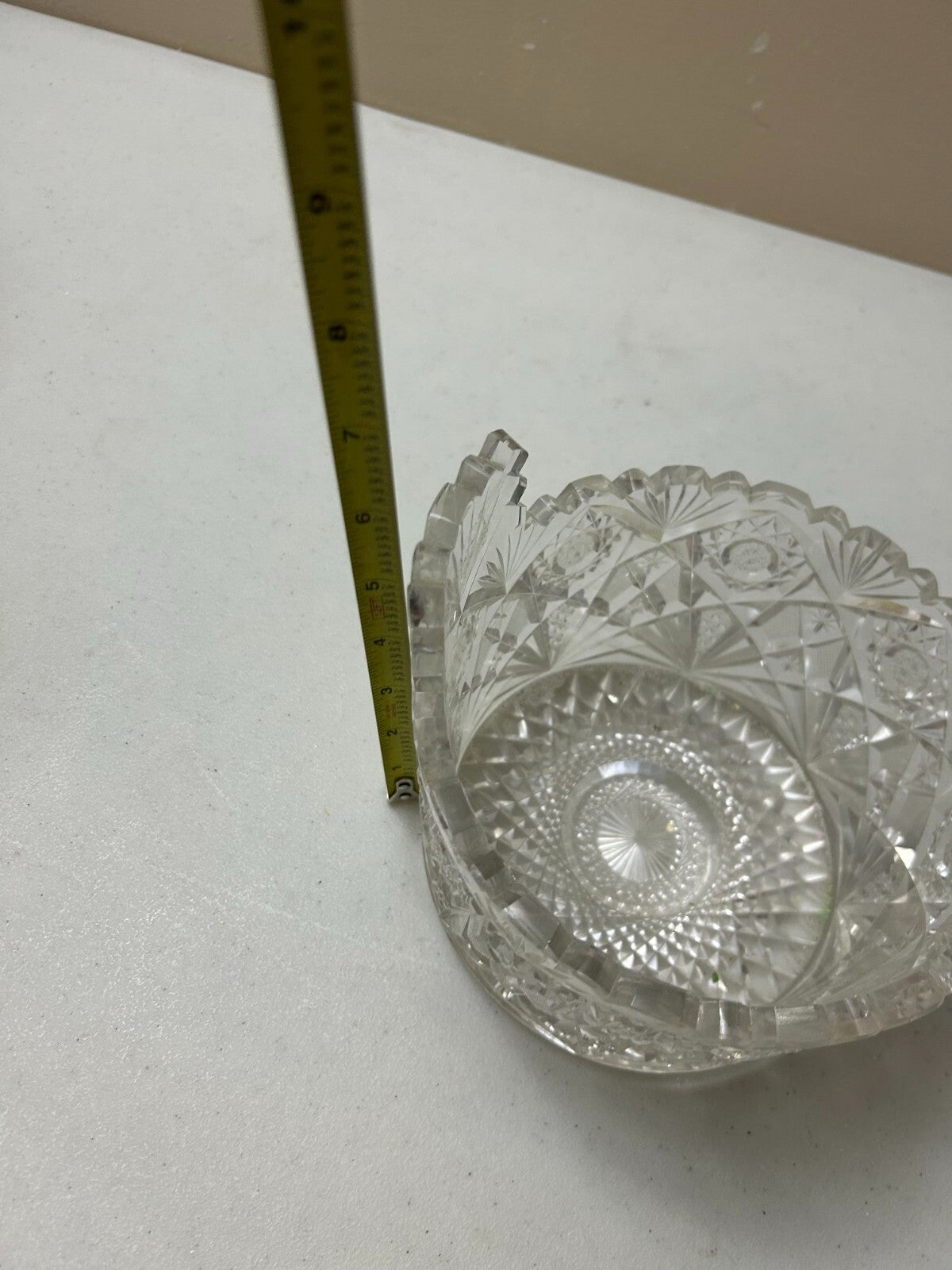 American Brilliant Crystal Cut Glass Saw Tooth Edge Ice Bucket