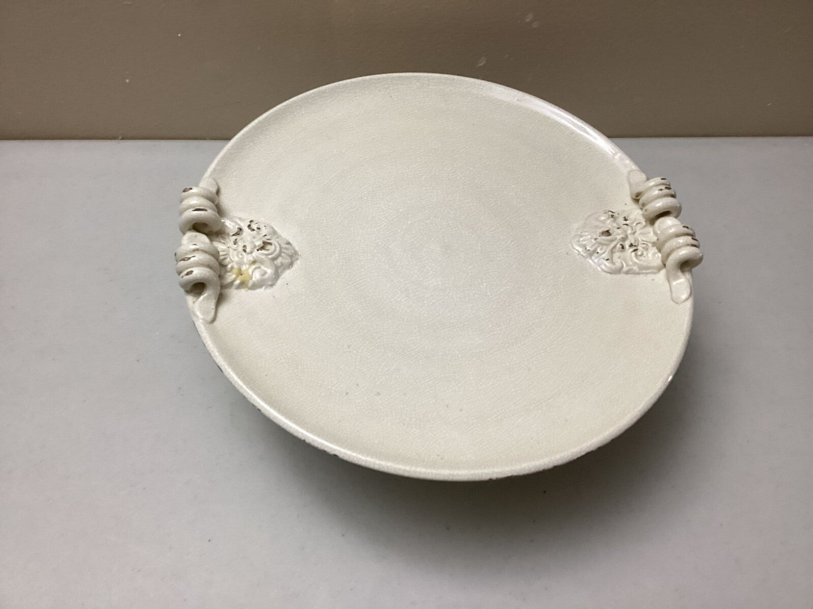 Leona Lavorato A Mano Crackle Glaze Cake Stand 13x5 Inches Made In Italy