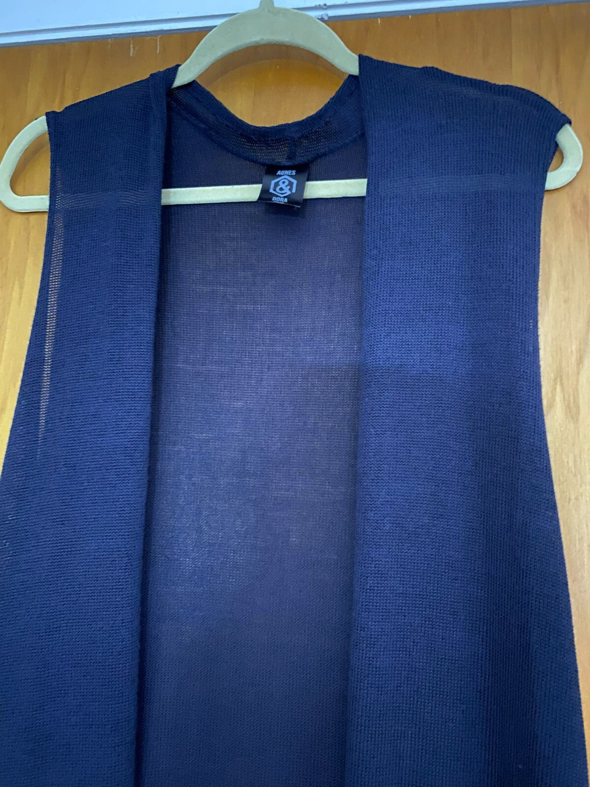 Agnes & Dora Womens Blue Sleeveless Long Open Cardigan With Pockets Size XL