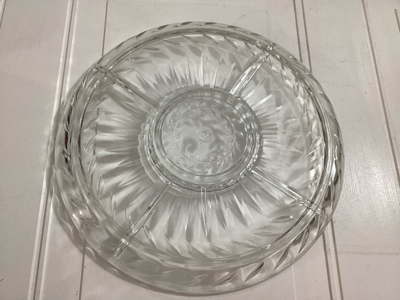 Vtg Indiana GlassRound Shaped Clear Pressed Glass 5 Part Relish/Serving Dish