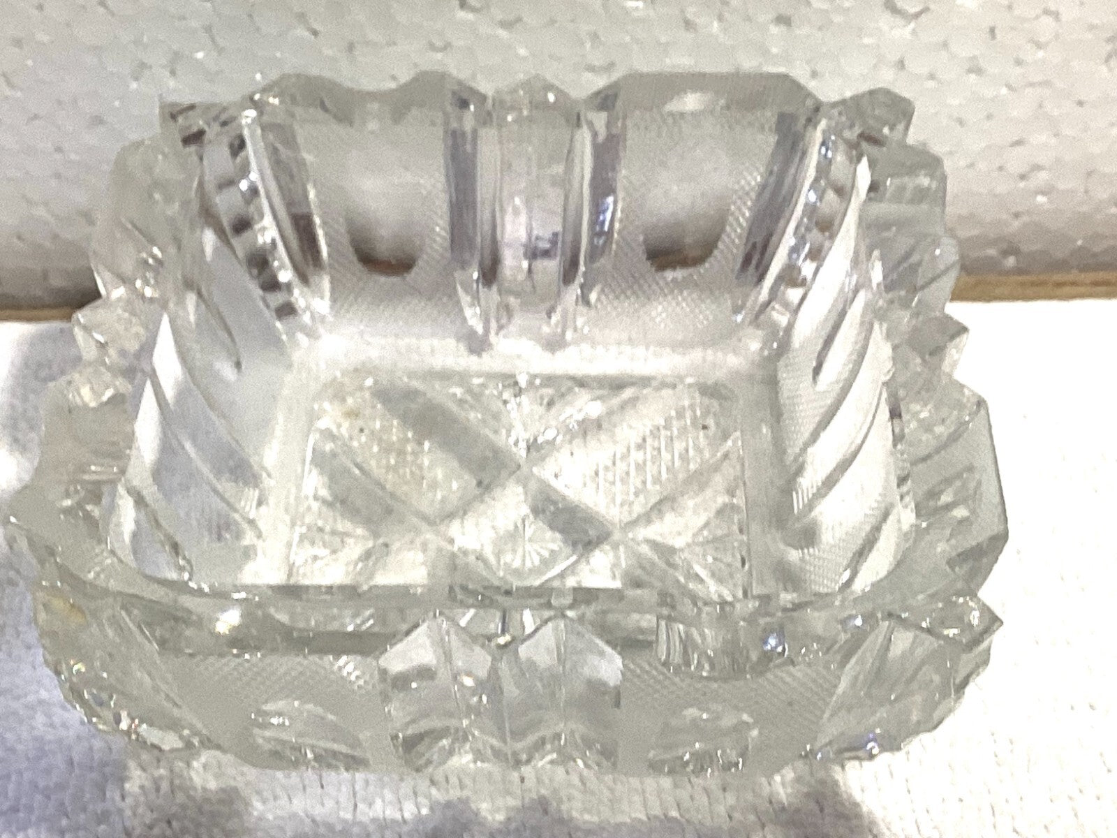 Violetta Thick Hand Cut Glass Square Dish 8”