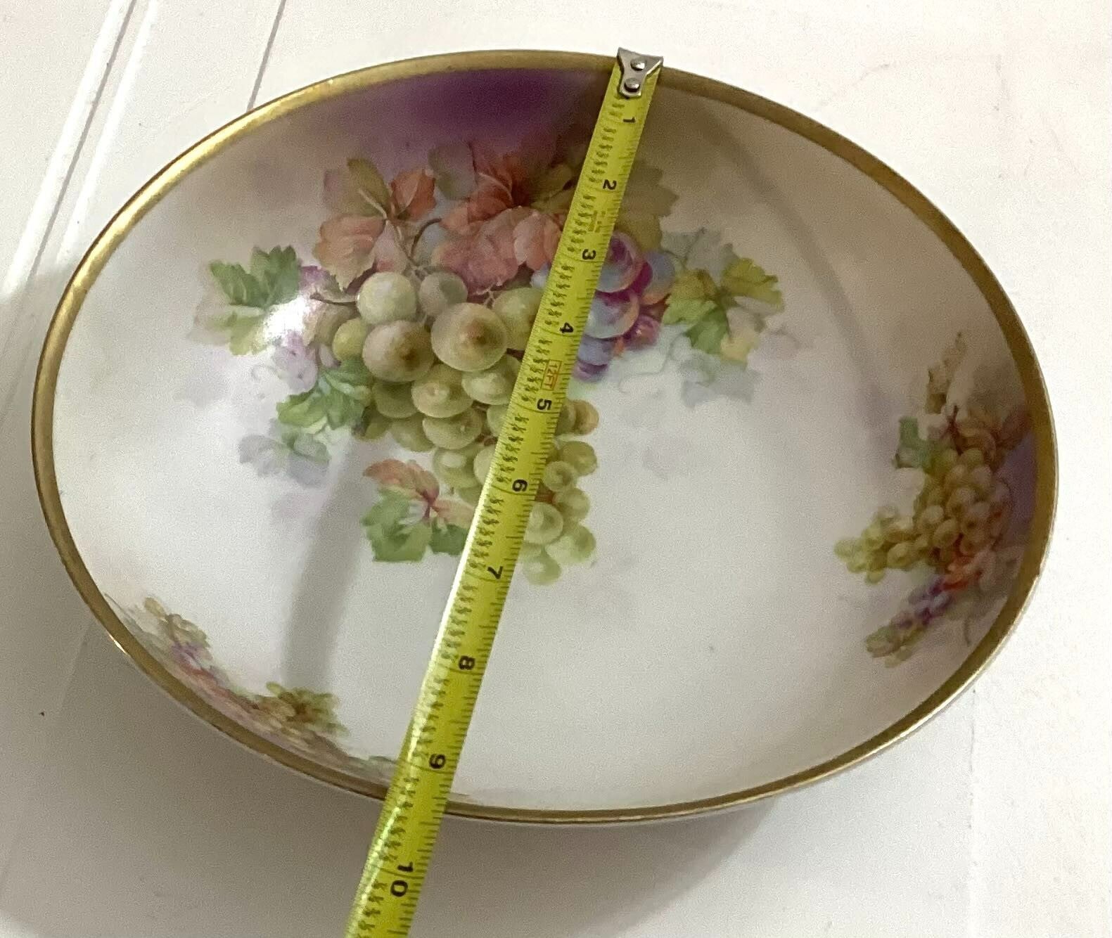 1913 Antique Salad Fruit Bowl Gold Trim Hand Painted From Austria