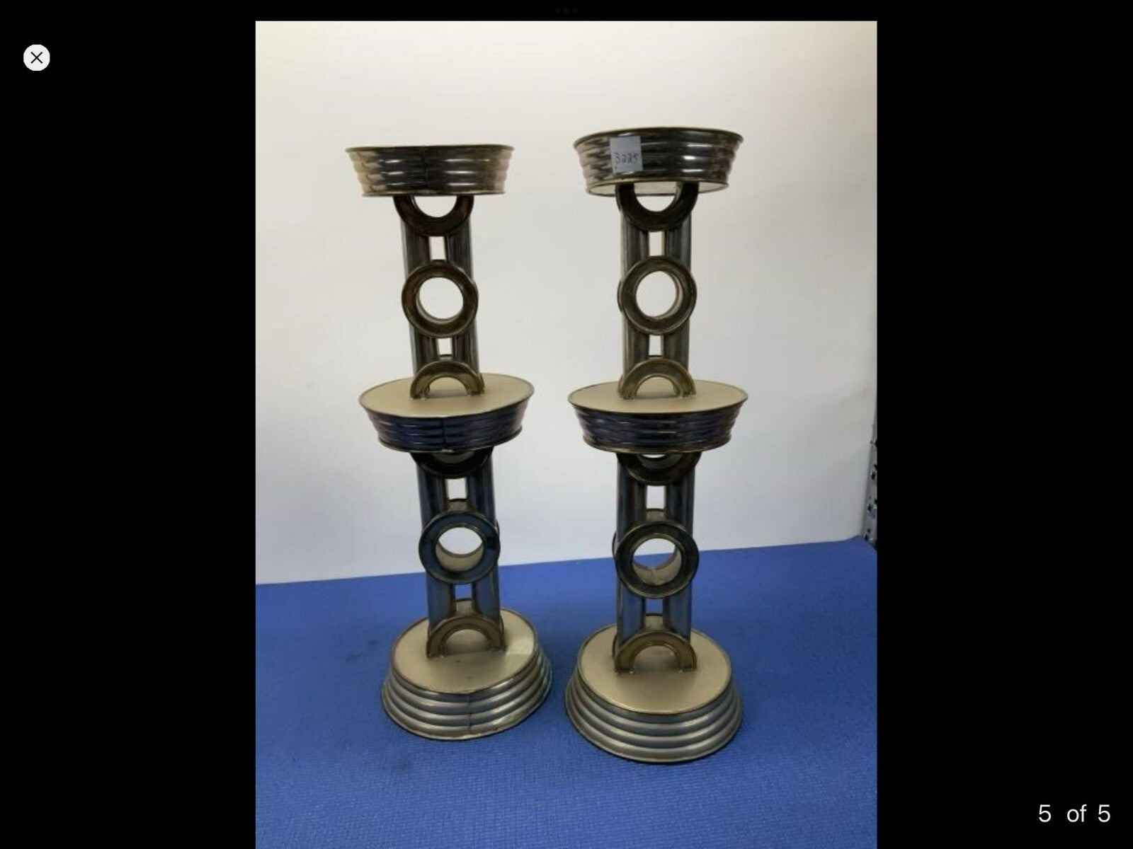 Vintage Lot Of 2 Tall Brass/Silver Candle Stick Holder