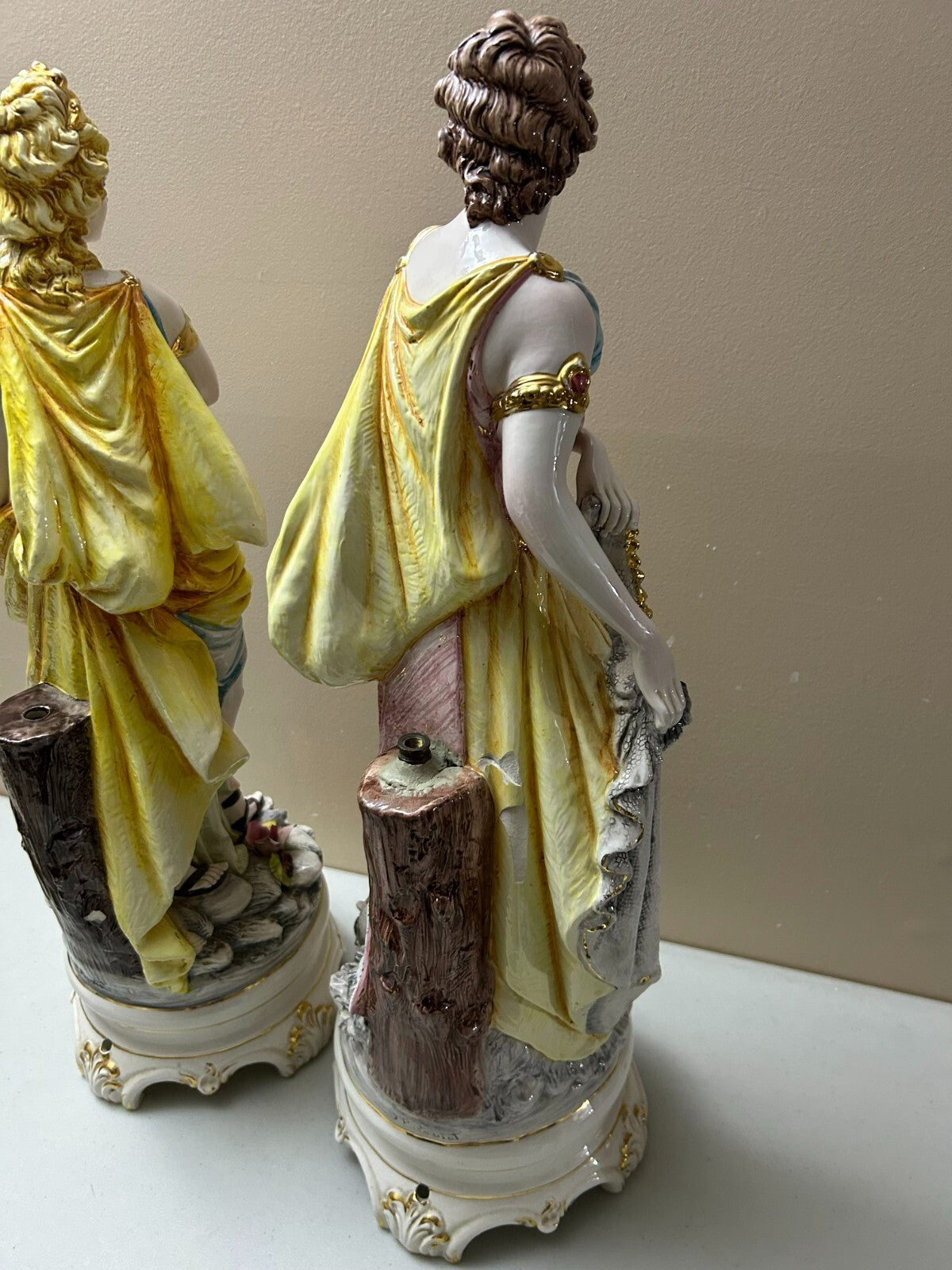 Set Of 2 Tall Italian Glazed Figurines By Domenico Poloniato