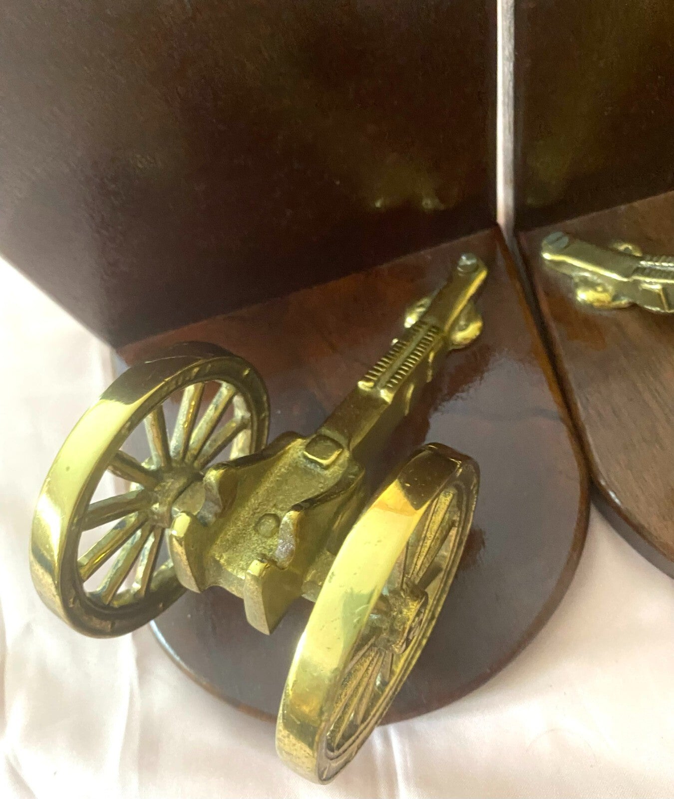 Pair Of 2 English Made Bookend With Solid Brass Canon