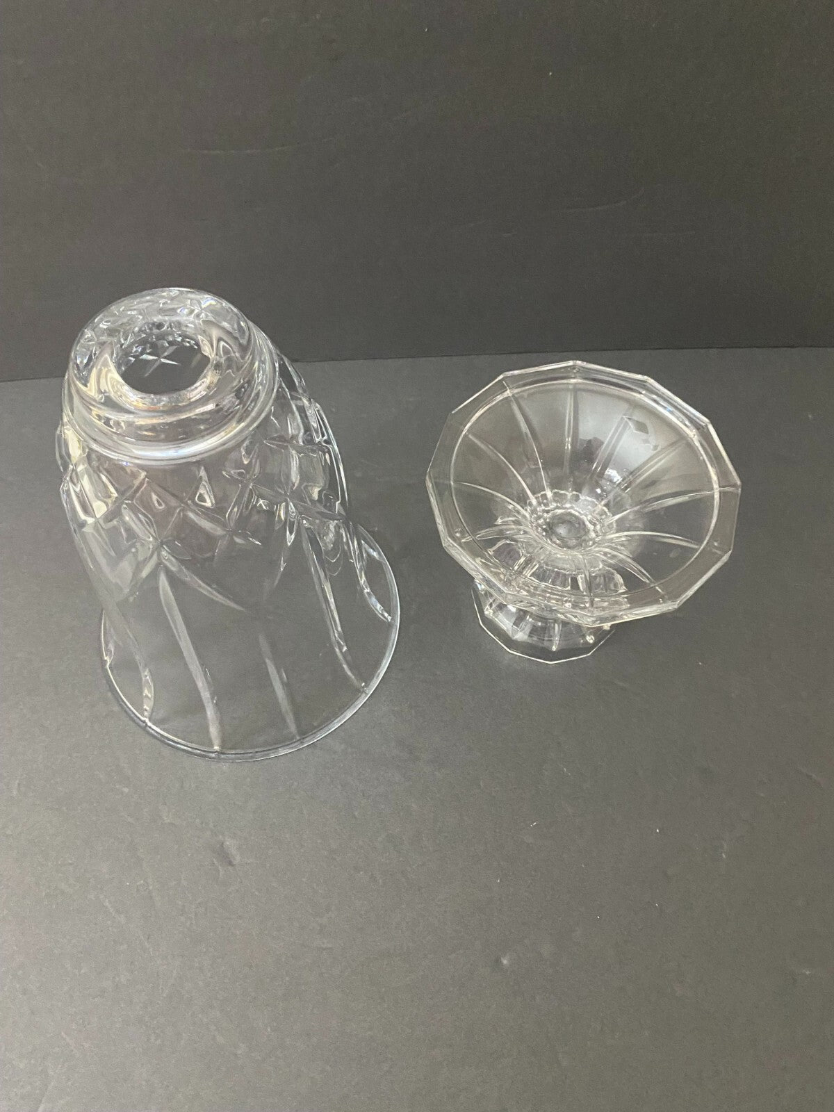 Vintage Lead Crystal Hurricane Candle Holder 2 Pieces 12 Inches Tall