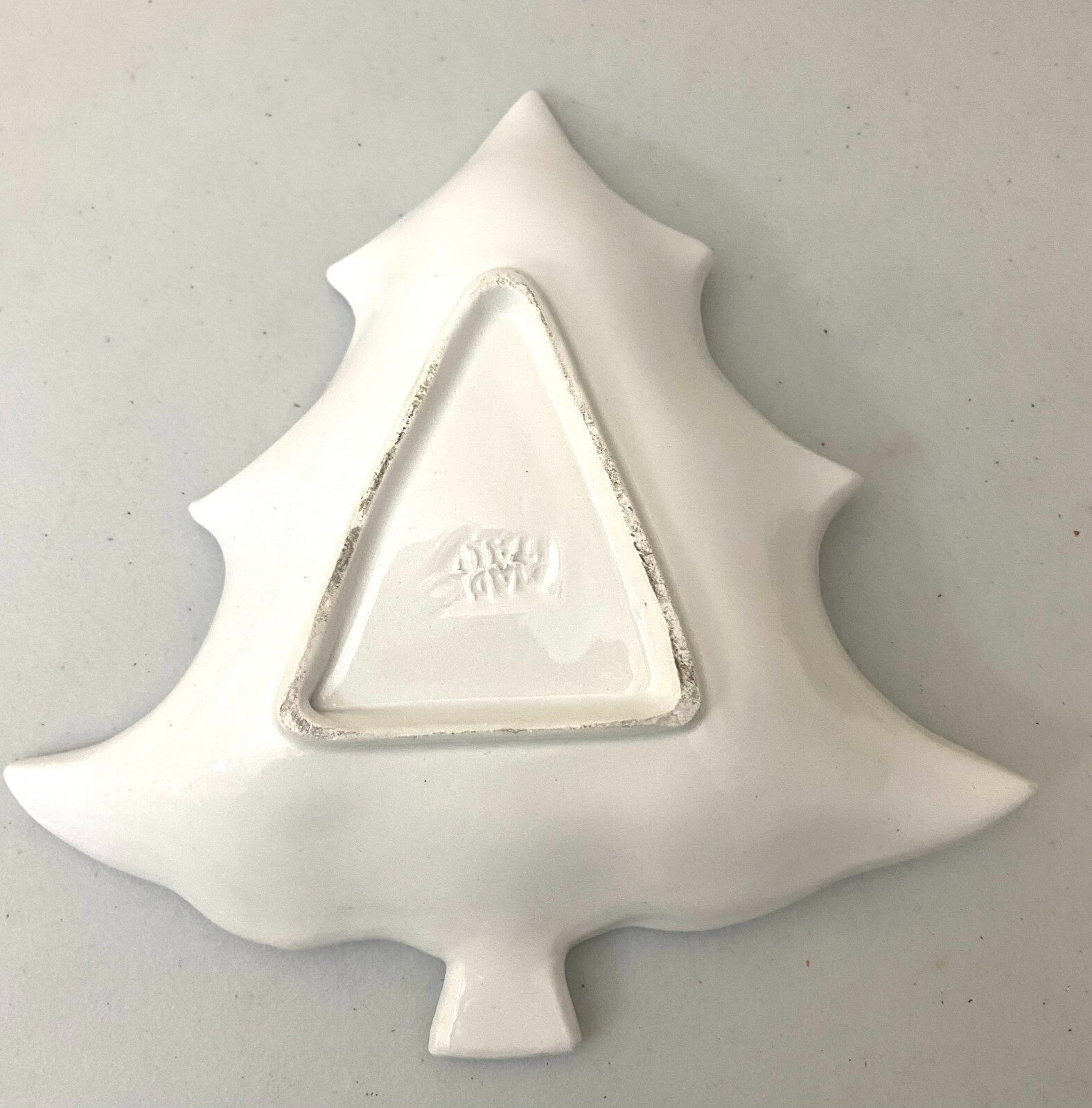 Vintage Italian Made Christmas Tree Shaped Holiday Serving Plate 8 X 1 Inches