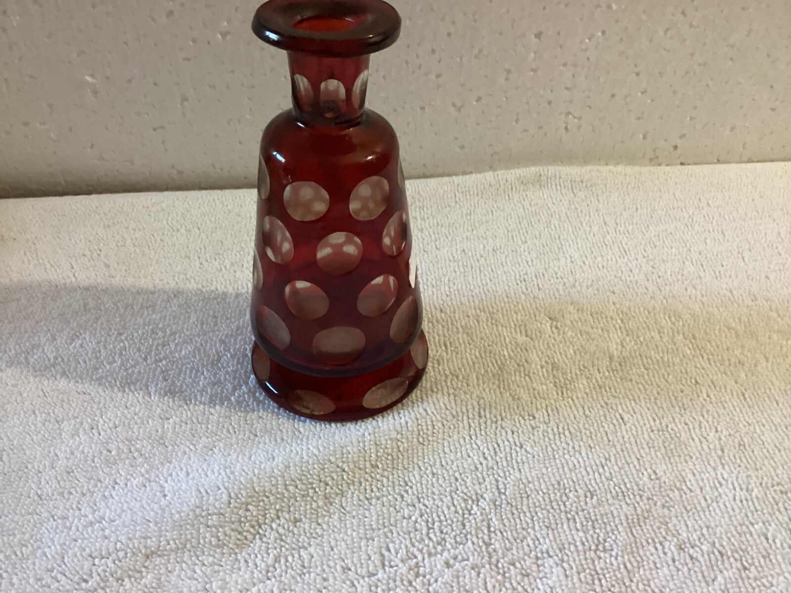 Small Mid Century Sandwich Glass Cranberry Perfume Bottle