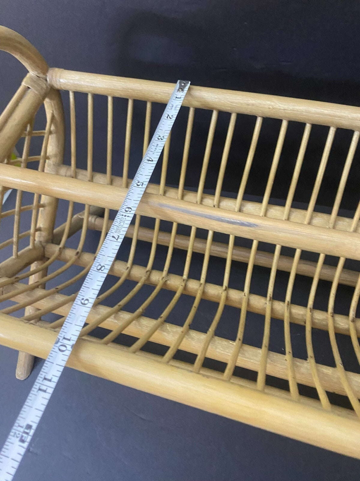 Hand Made Light Brown Rattan Wicker Organizer Basket For Magazines 18x10x18 In