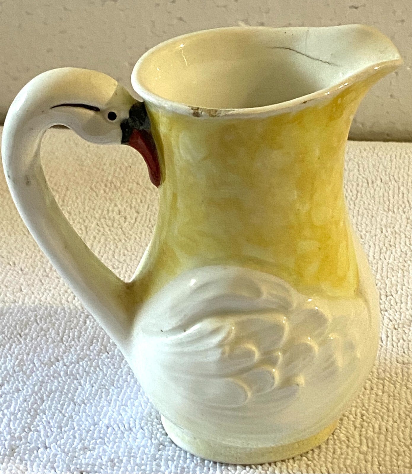 Antique Czech Lusterware Swan Serveware Pitcher Creamer Red Dime