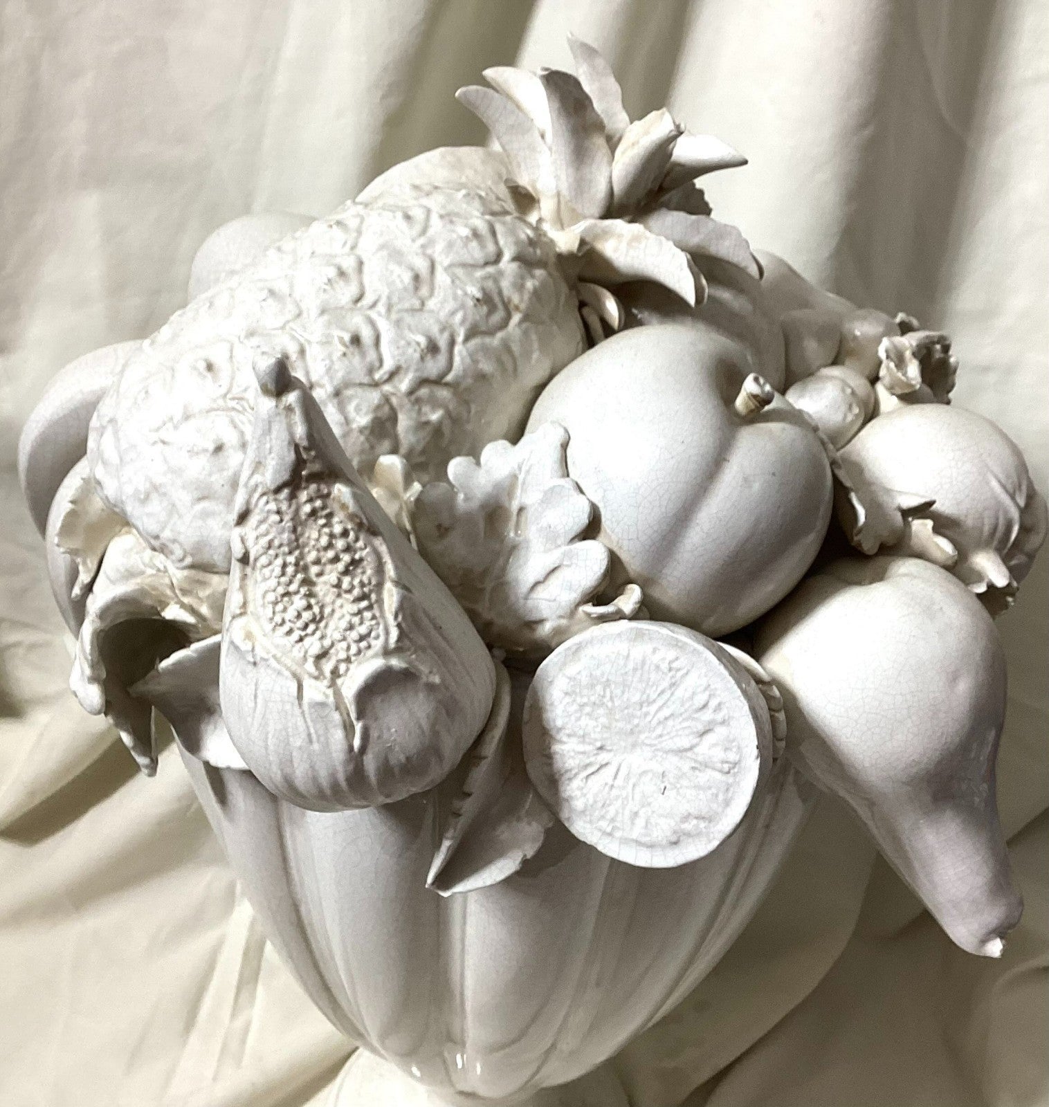 Vintage Large Italian Topiary Fruit Centerpiece - Blanc De Chine