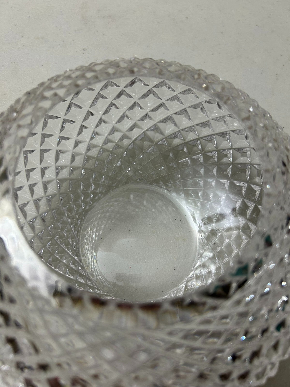 American Brilliant Period Strawberry Diamond Cut Glass Round Vase