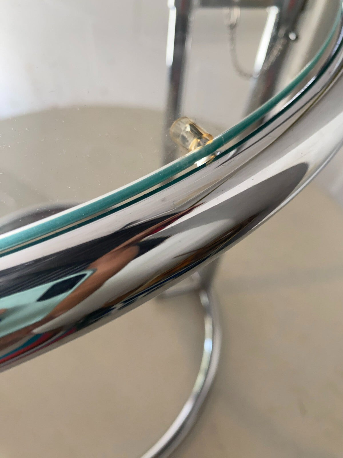 Eilleen Gray Style Chrome Round Glass Top Side Table 20.5 X 23 Inches