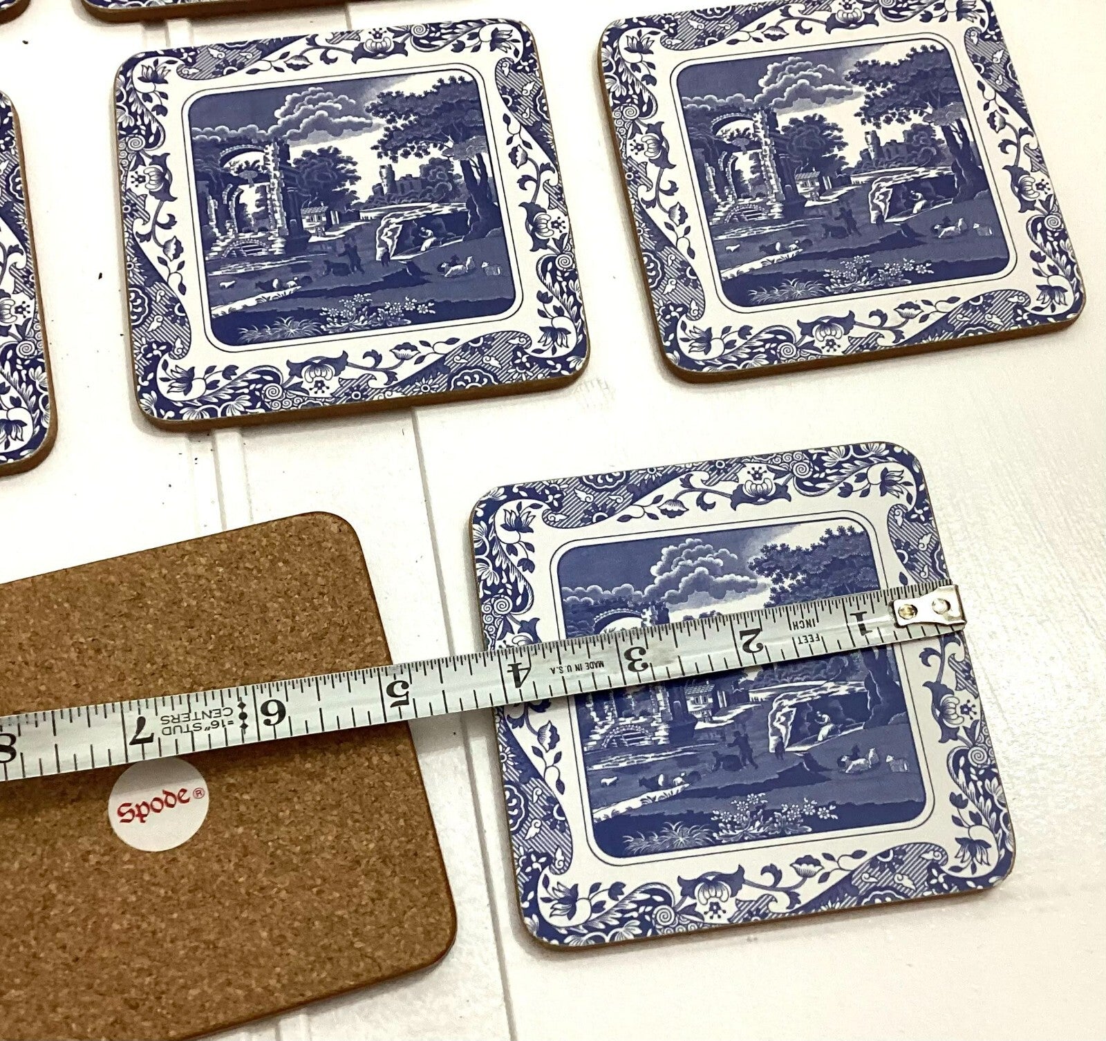 Lot Of 8 Spode Blue White 4x4 Inches Square Coaster
