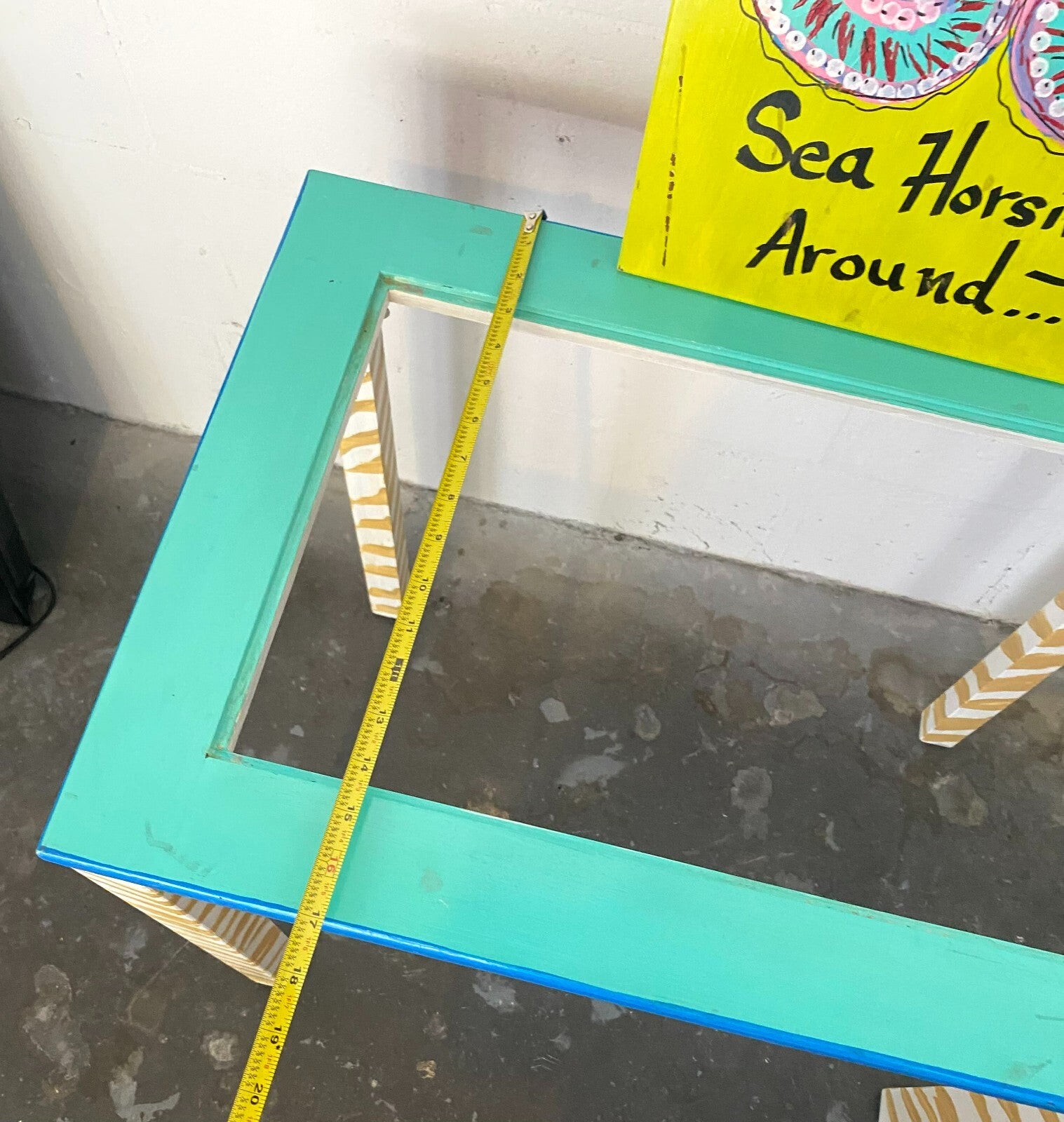 Hand Painted Rectangular Shaped Removable Top Side Table 25.5 X 17 X 22.5 In