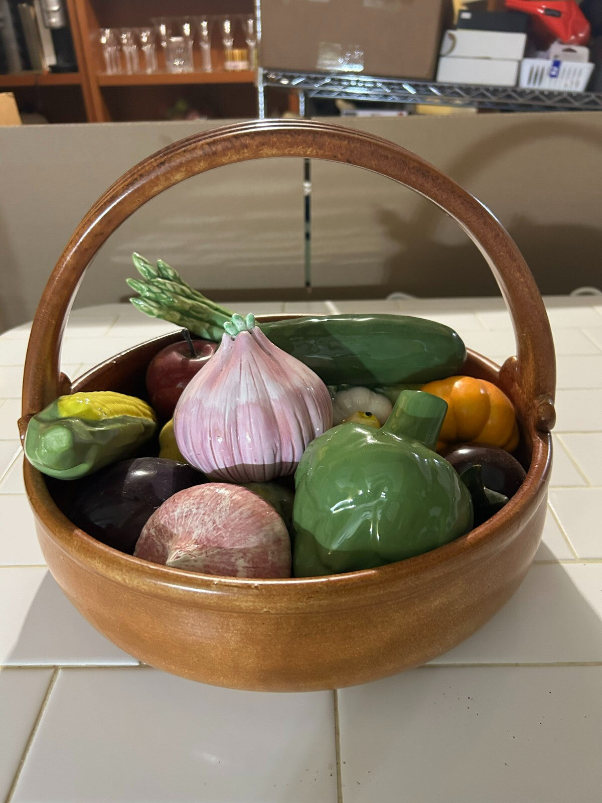 Vintage Hand Made Mamma Ro Fruits And Vegetables Terracotta Basket