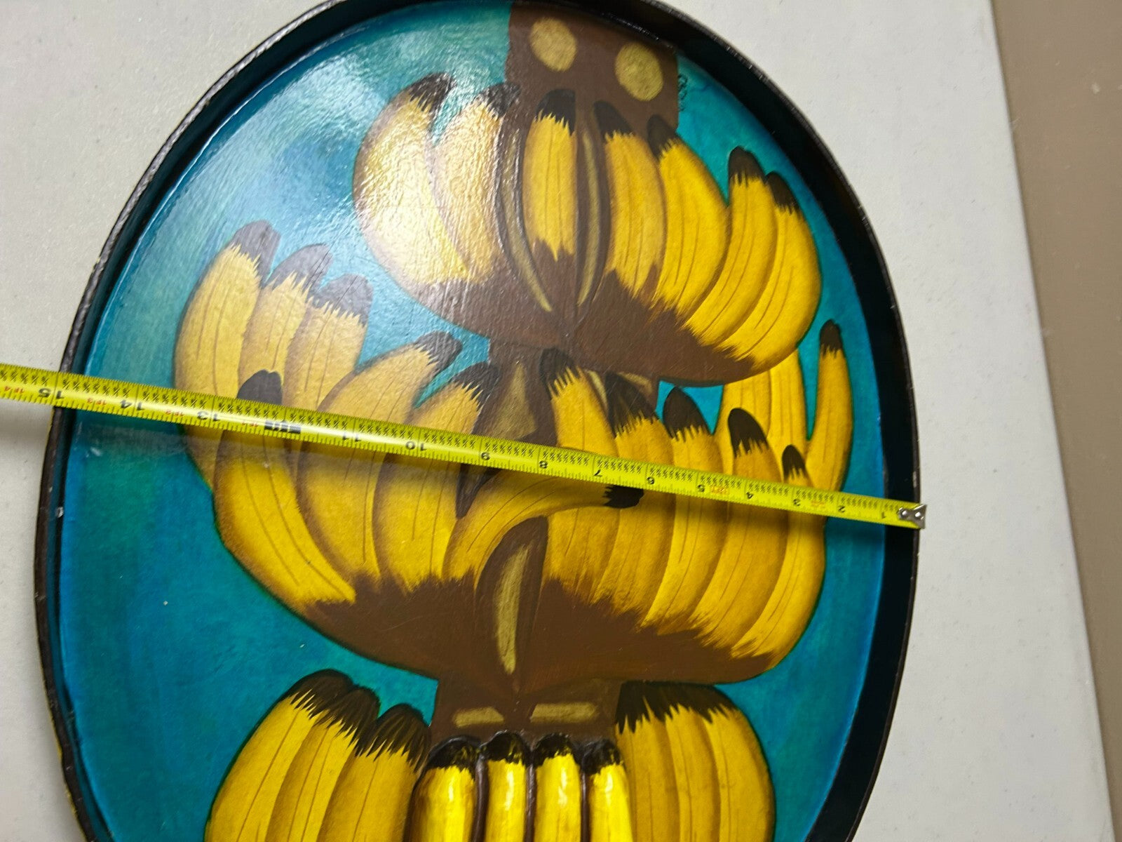Oval Shaped Hand Painted With Embossed Banana Tray - 18.5 Inches