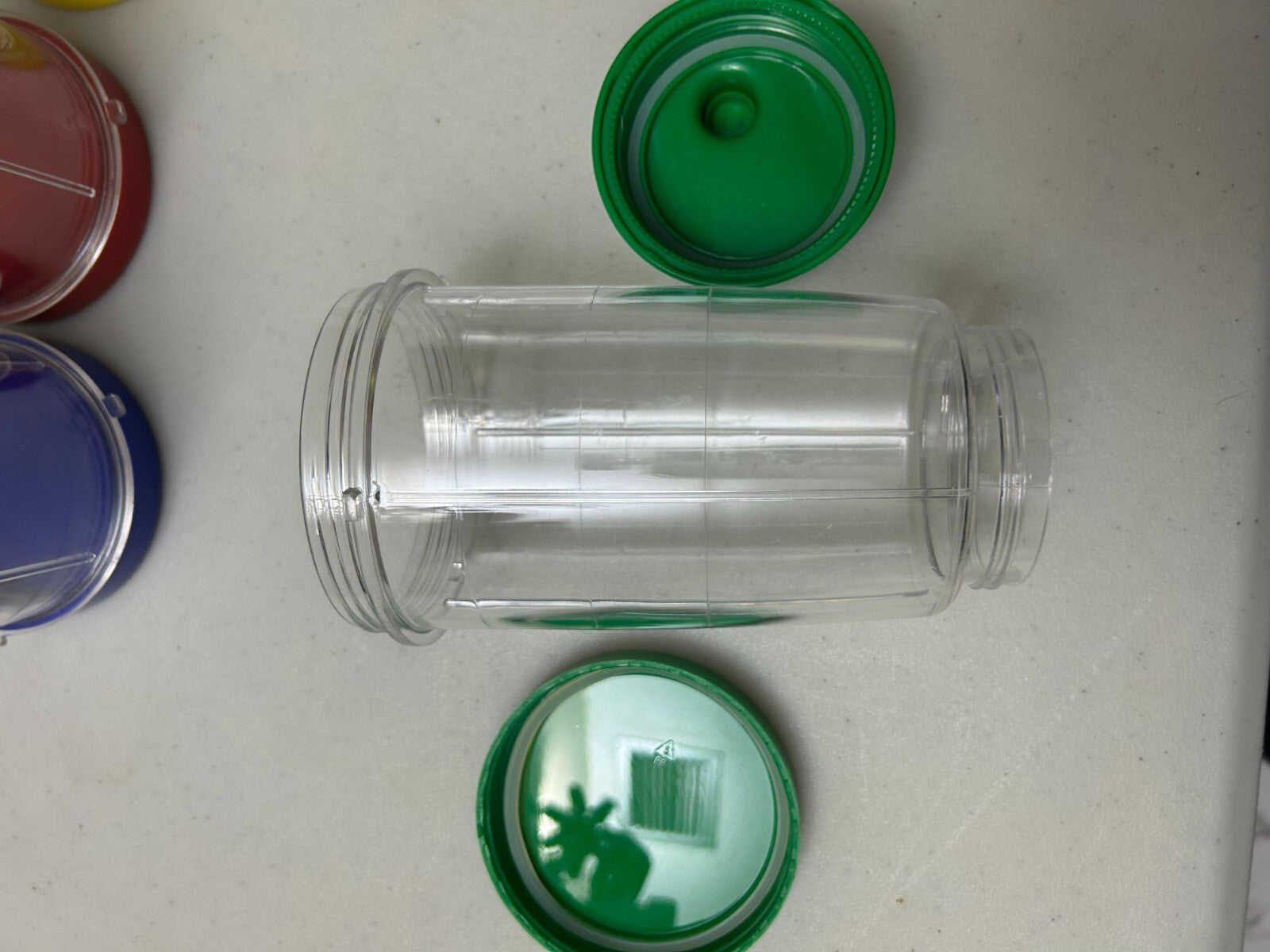 Set Of 4 Multicolor Double Lid Clear Plastic On The Go Cup For Blender