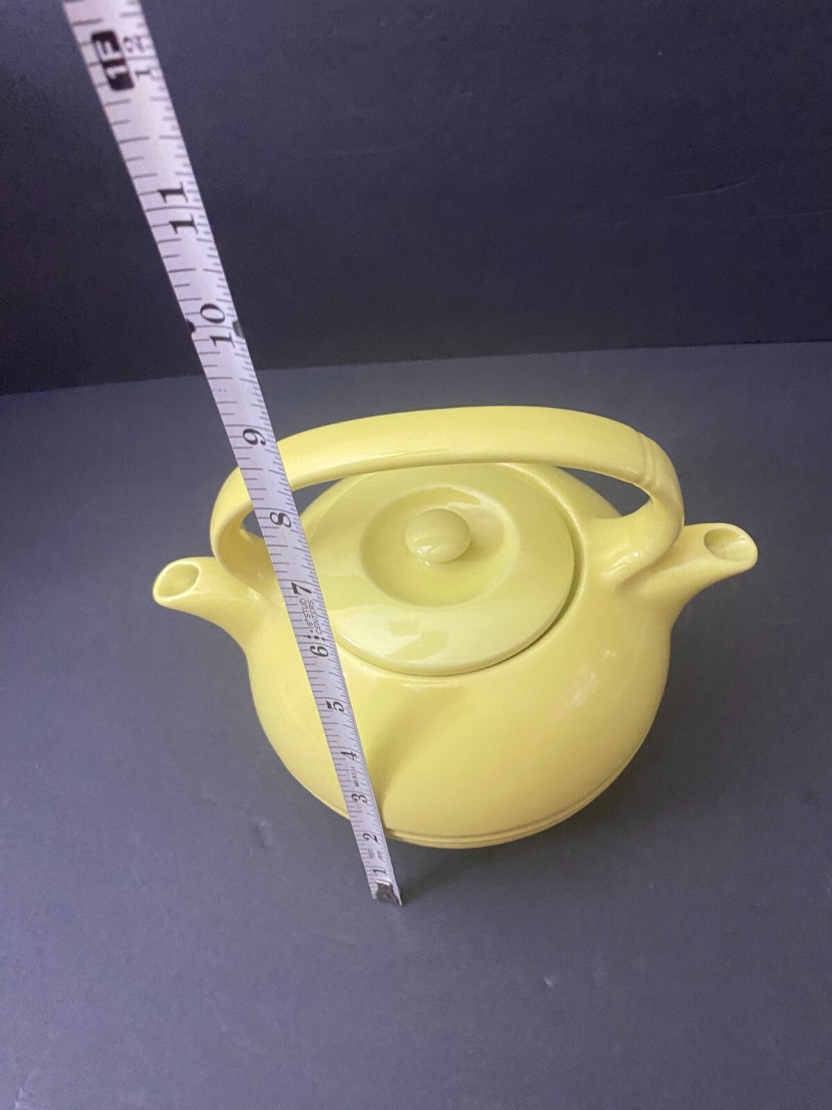 Vintage Art Deco Hall China Twin Spout Solid Yellow Tea Pot Patent 2135410