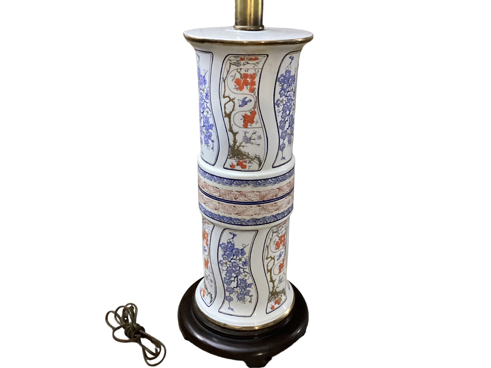 Mid Century Multicolor Modern Chinoiserie Floral Design Table Lamp Without Bulb