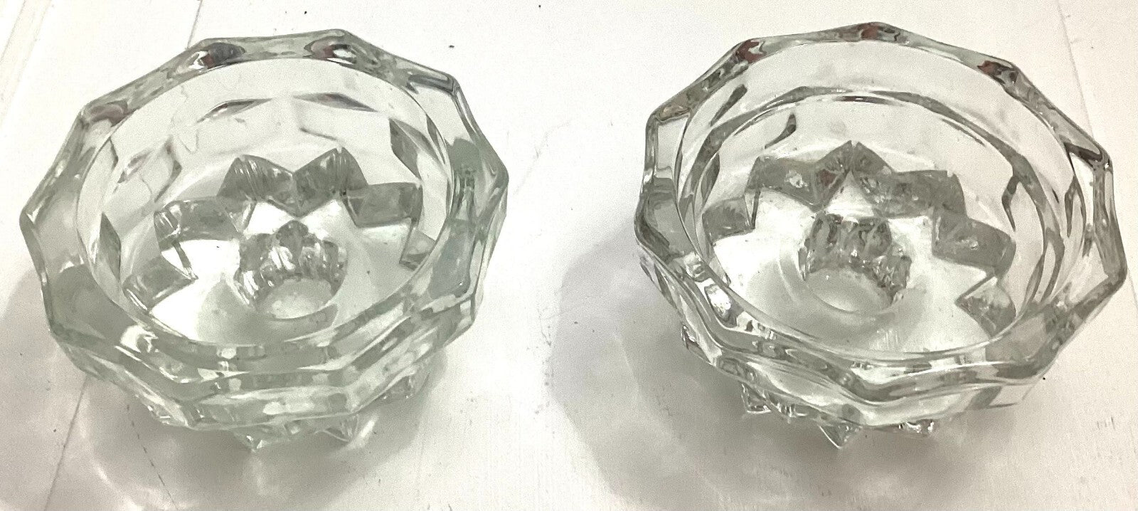 Lot Of 2 Vintage 60’s Clear Glass Candlestick Holders