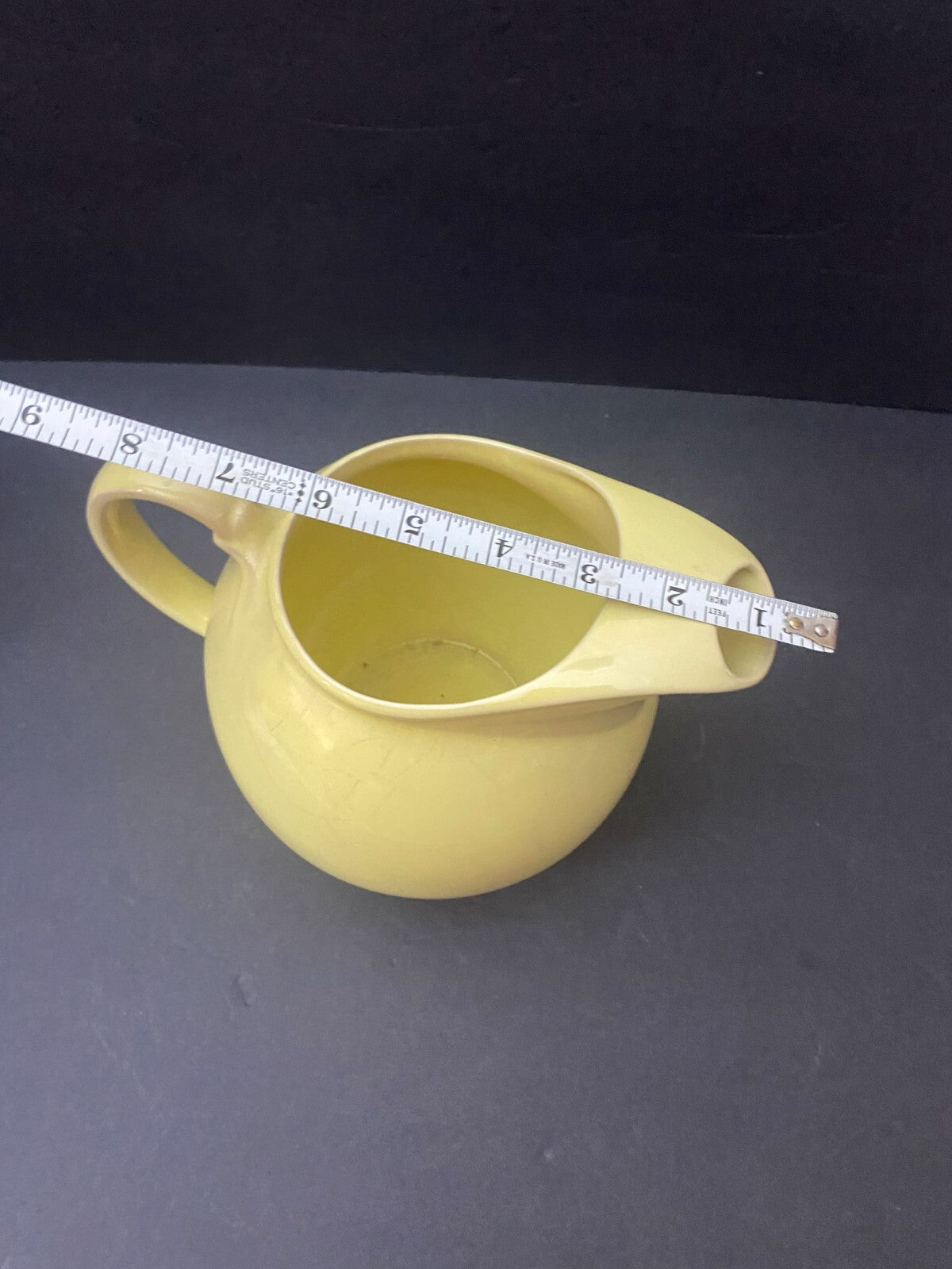 Vintage Lu Ray Pastels T.S.&T. Pastel Yellow Round Pitcher Patent 10521