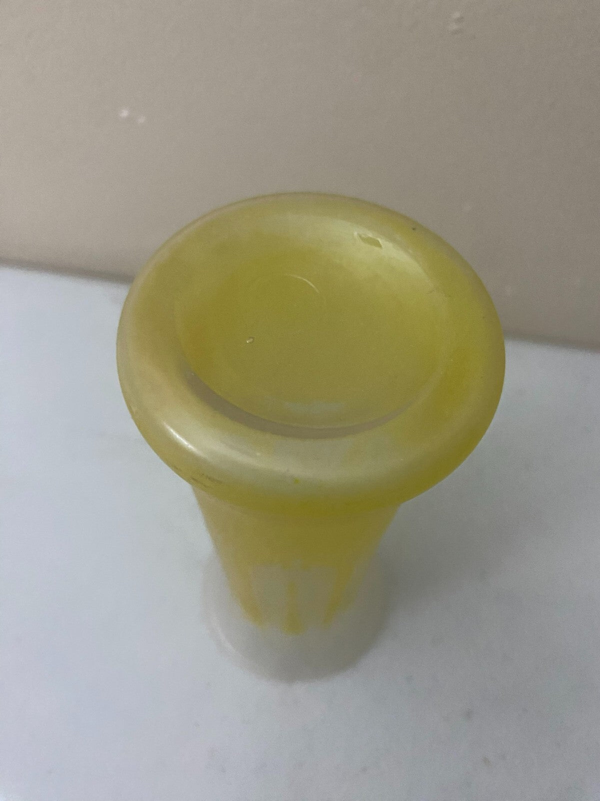 Vintage Opalescent Yellow Small Flower Vase